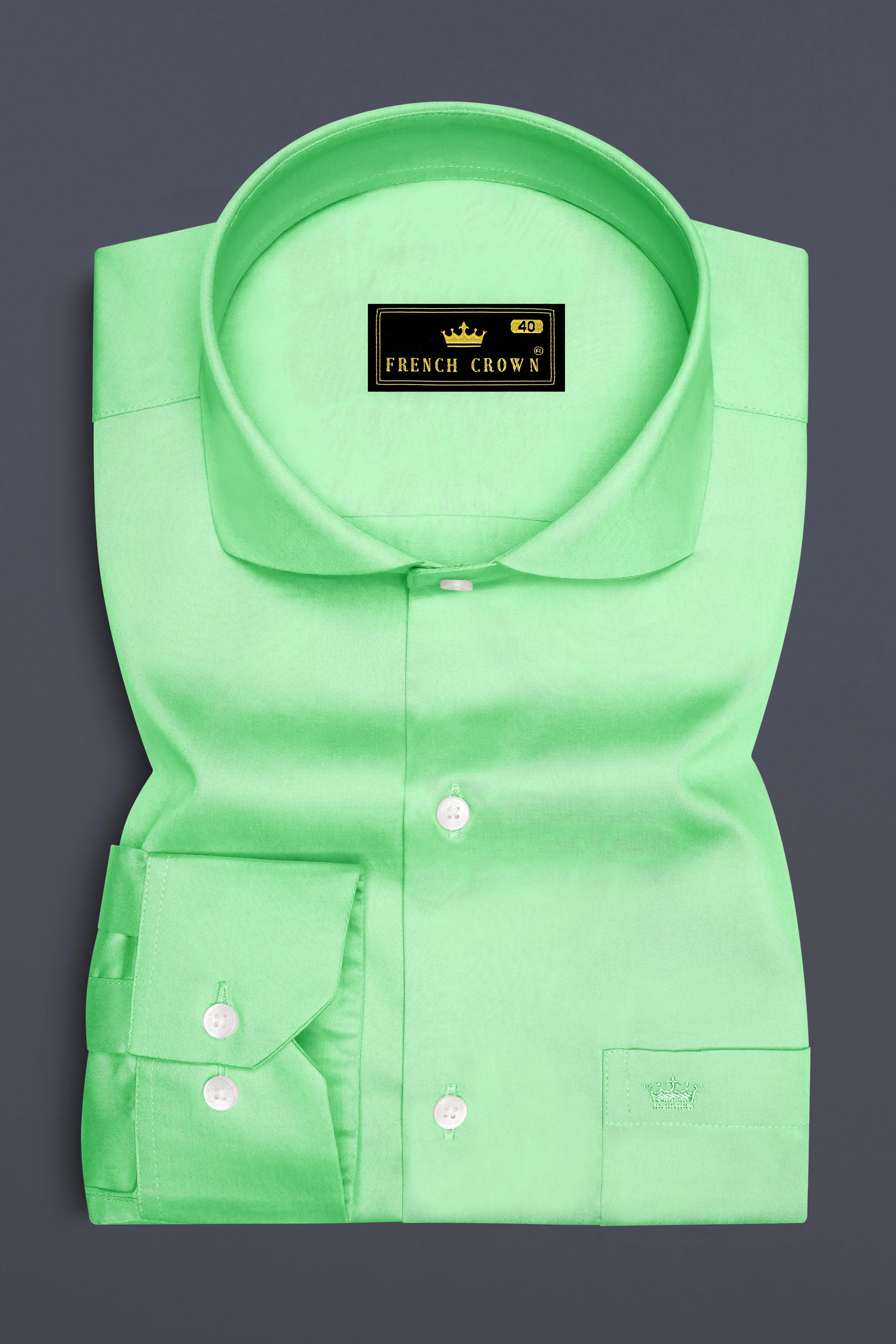 Verdoro Celadon Green Subtle Sheen Super Soft Premium Cotton Cut Away Collar Dress Shirt sold by French Crown product image thumbnail 4
