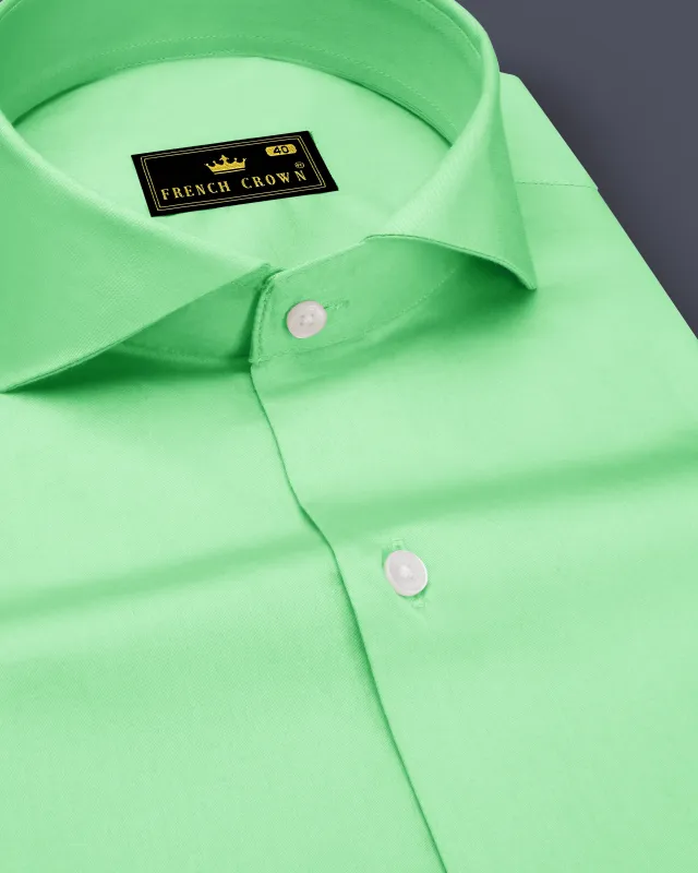Verdoro Celadon Green Subtle Sheen Super Soft Premium Cotton Cut Away Collar Dress Shirt sold by French Crown