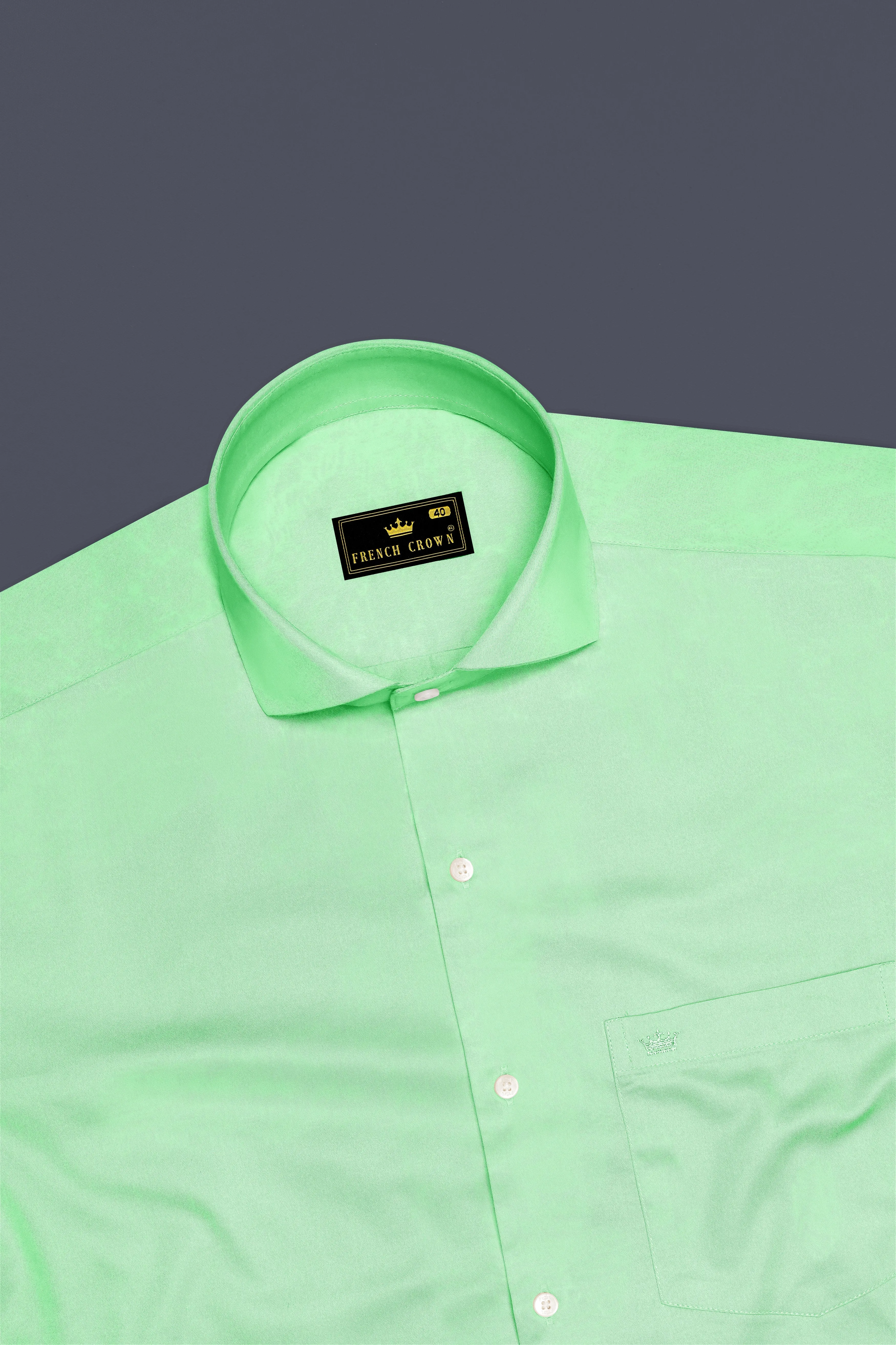 Verdoro Celadon Green Subtle Sheen Super Soft Premium Cotton Cut Away Collar Dress Shirt sold by French Crown product image thumbnail 5