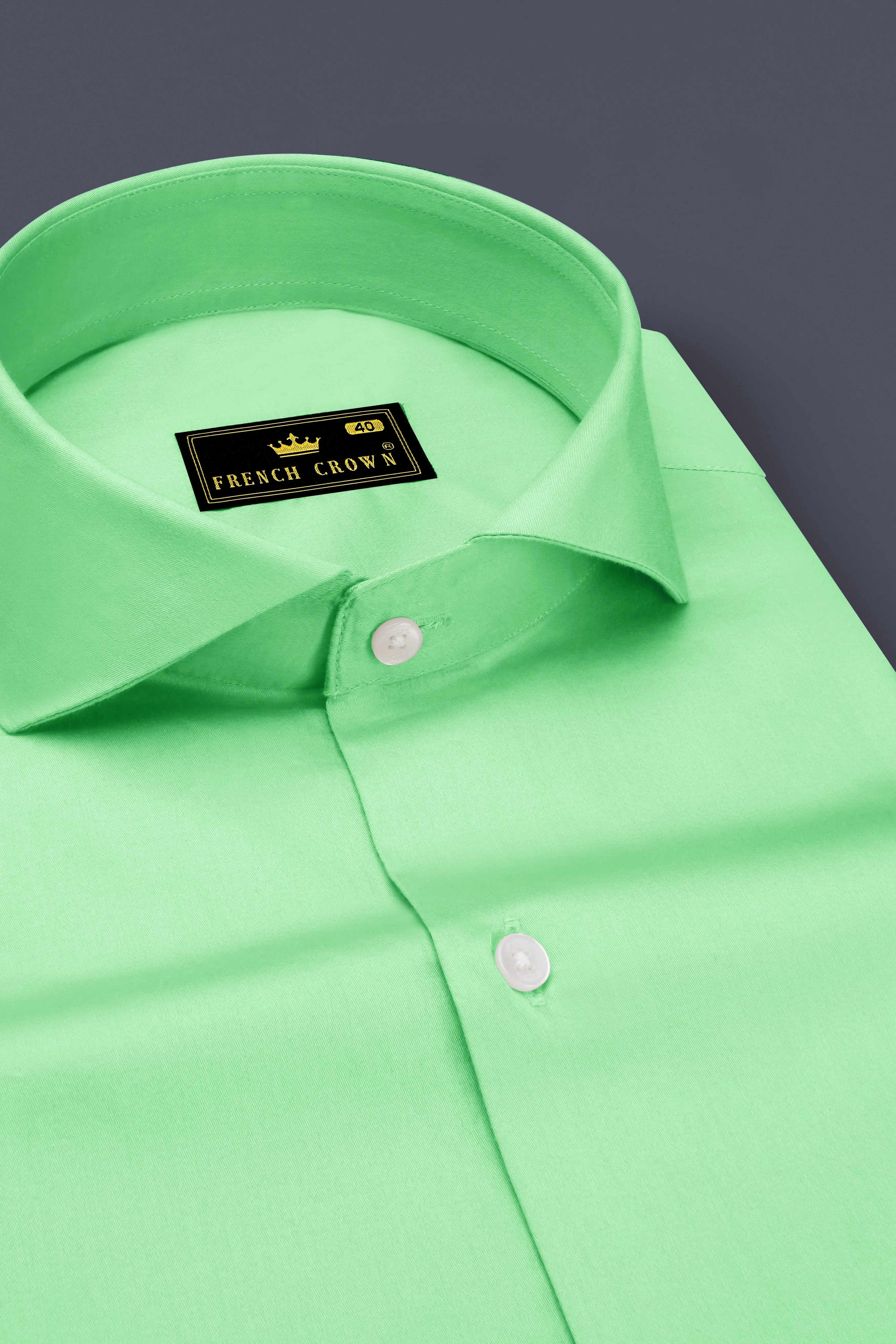 Verdoro Celadon Green Subtle Sheen Super Soft Premium Cotton Cut Away Collar Dress Shirt sold by French Crown product image thumbnail 2