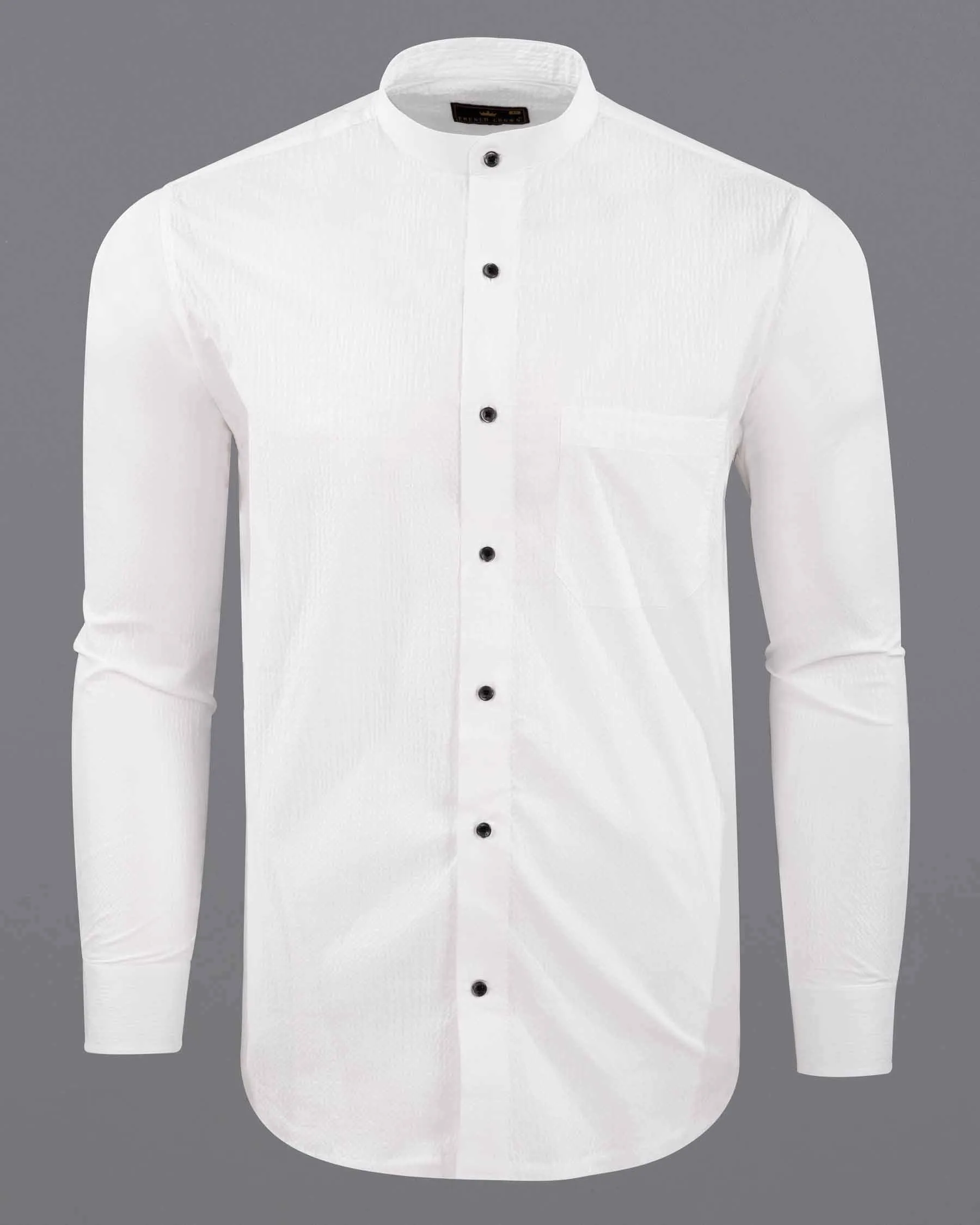 Bright White Seersucker Giza Cotton Shirt sold by French Crown product image thumbnail 5