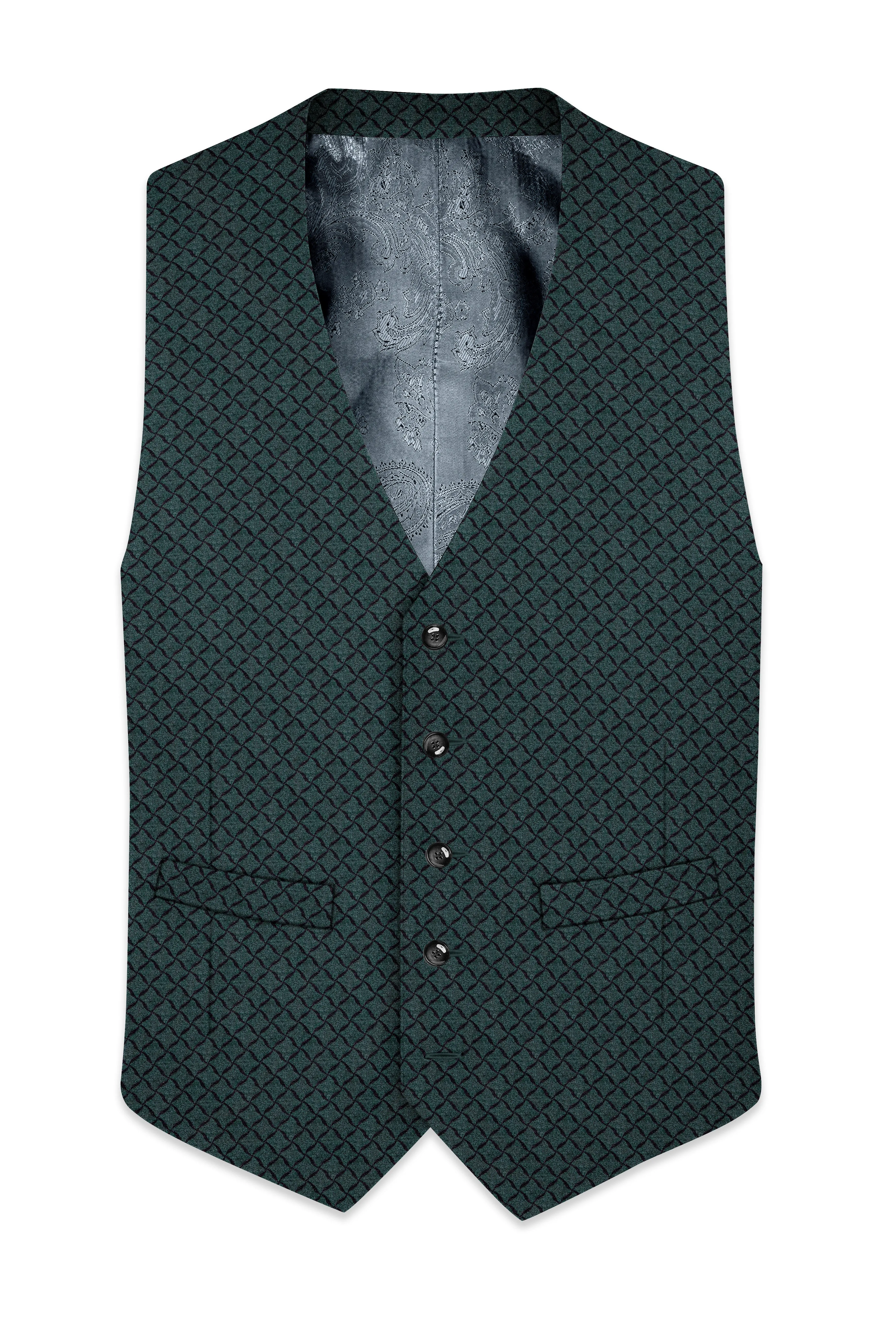 Gunmetal Green Jacquard Textured Designer Waistcoat sold by French Crown product image thumbnail 2