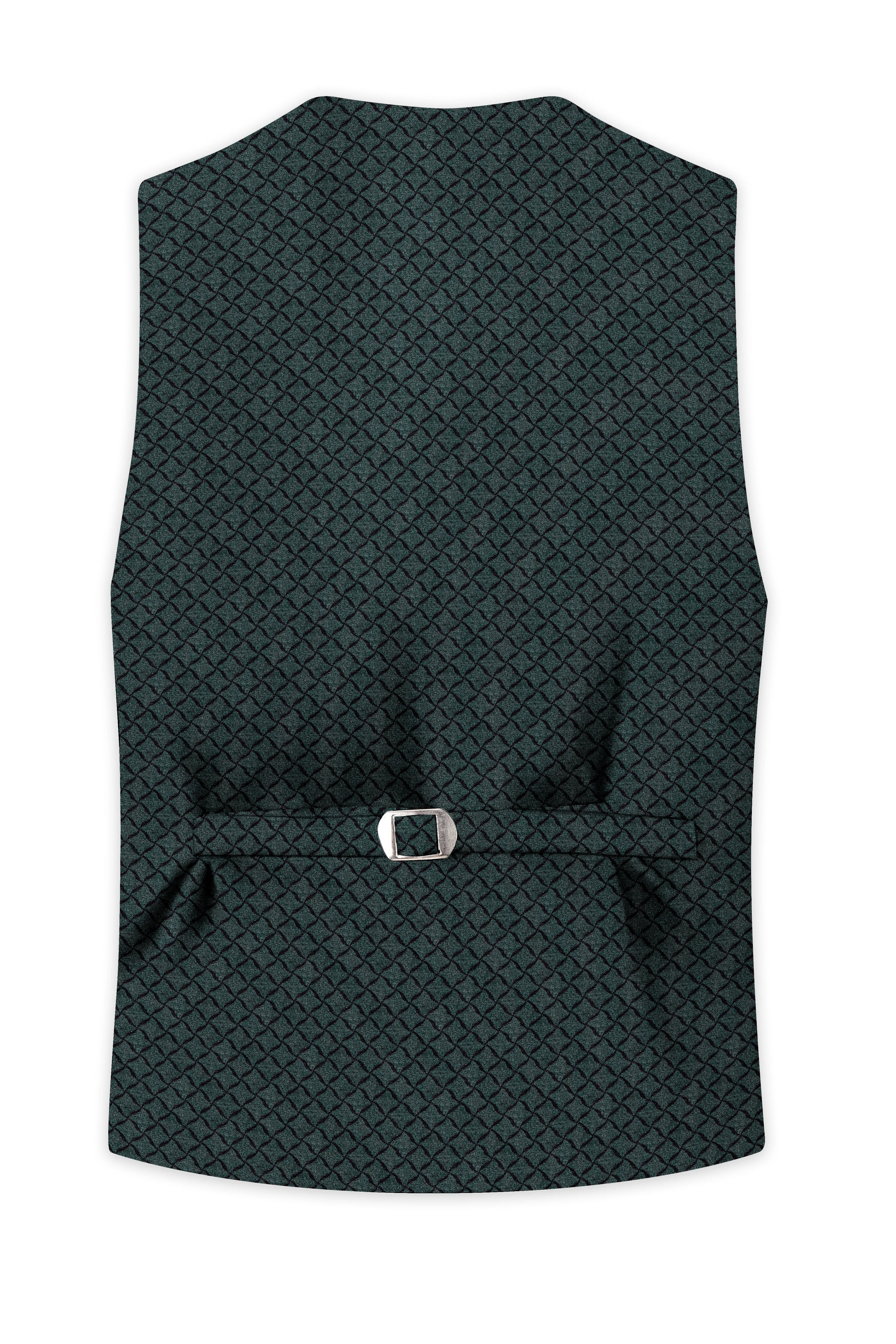 Gunmetal Green Jacquard Textured Designer Waistcoat sold by French Crown product image thumbnail 4