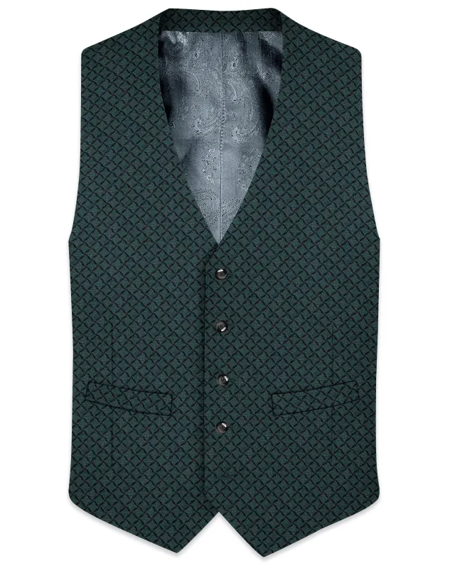 Gunmetal Green Jacquard Textured Designer Waistcoat made by French Crown