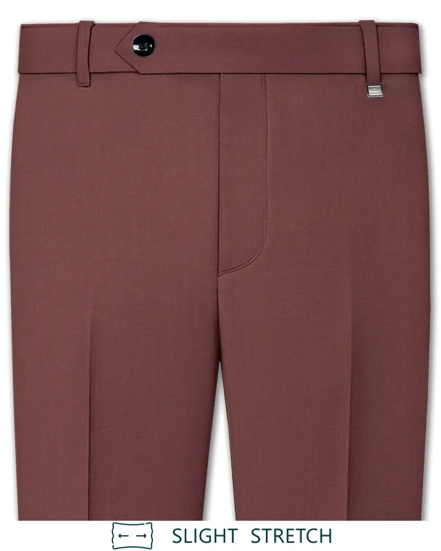 Heritage-Finch Maroon Wool Rich Slight Stretch Pant made by French Crown