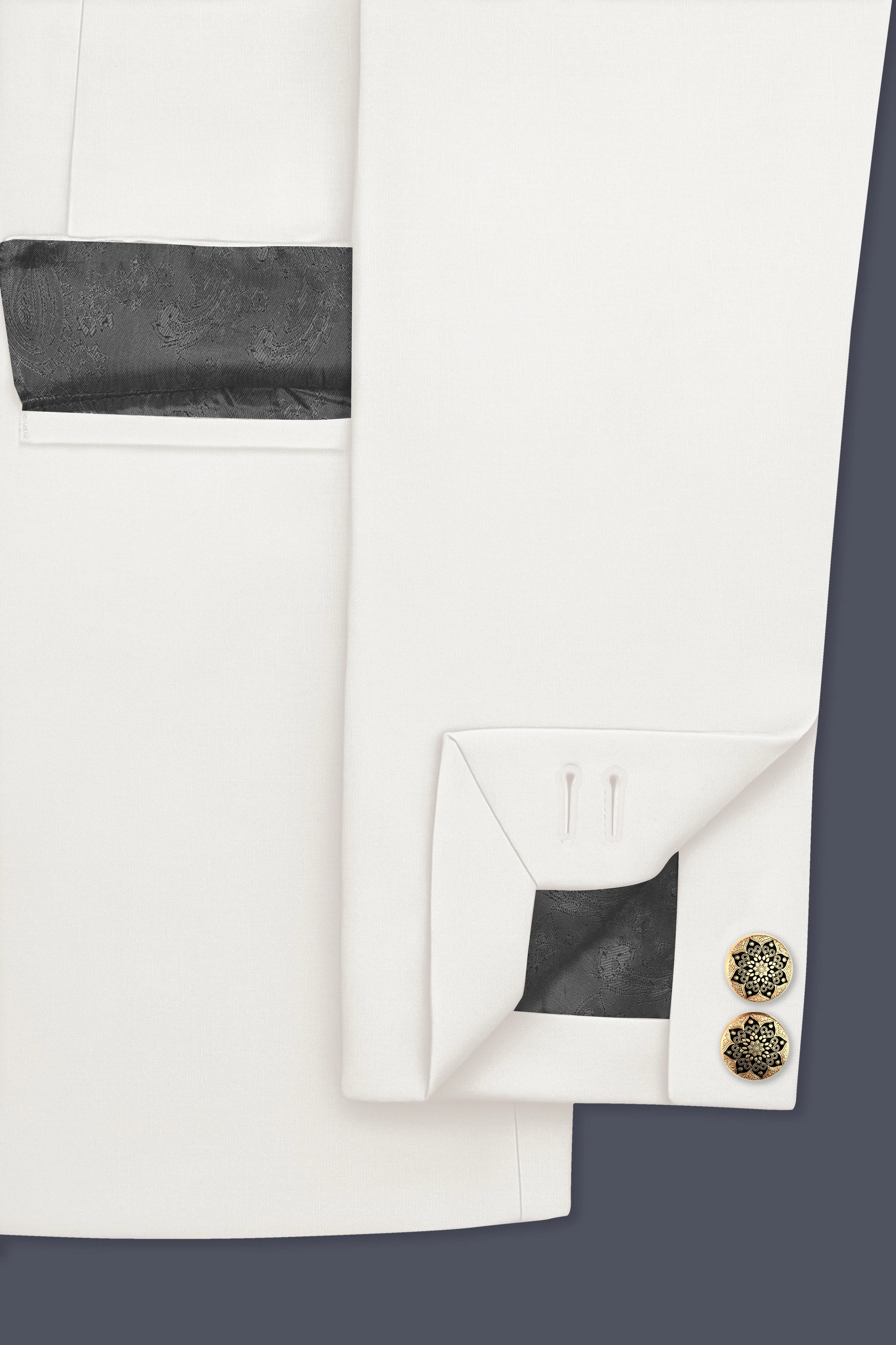 Ivory-Cararra Cream Wool Rich Bandhgala Slight Stretch Blazer sold by French Crown product image thumbnail 5