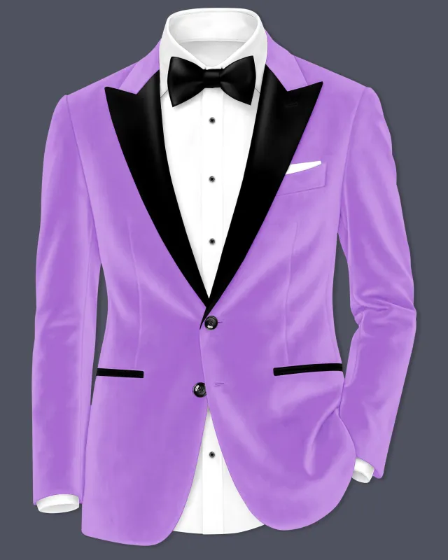 Orchid-Wisteria Purple Velvet Peak Lapel Tuxedo Blazer sold by French Crown