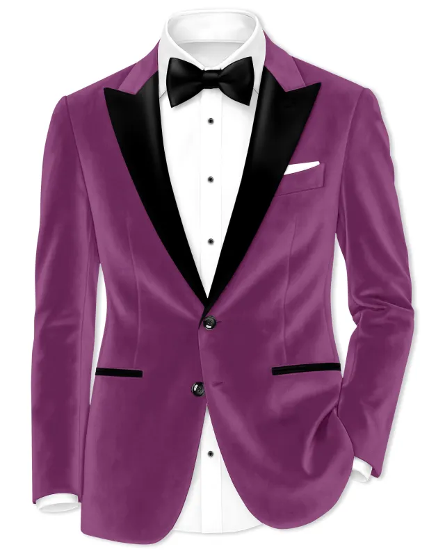 Imperial-Cannon Purple Velvet Peak Lapel Tuxedo Blazer sold by French Crown