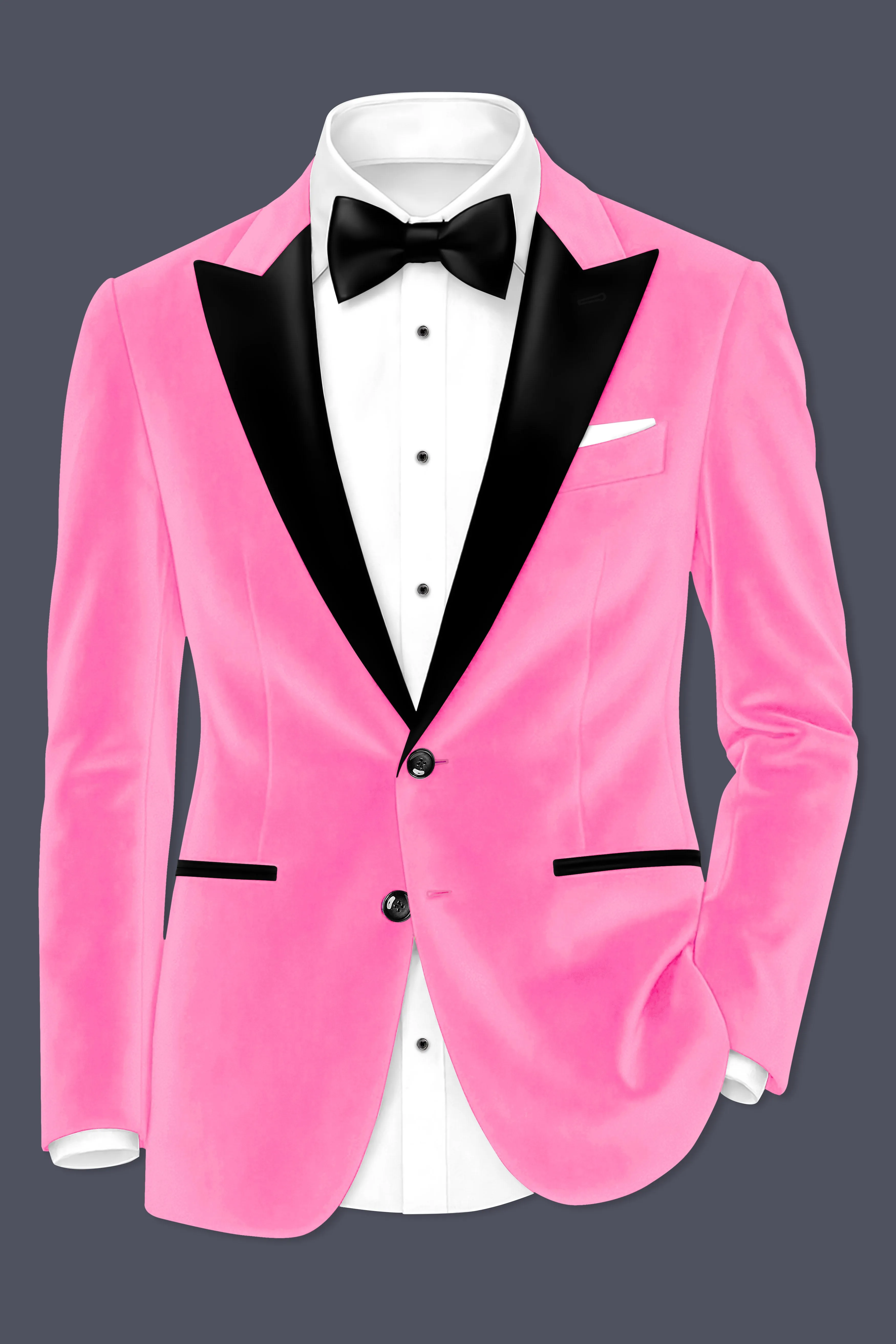 Regalis-Carnation Pink Velvet Peak Lapel Tuxedo Blazer sold by French Crown product image thumbnail 2