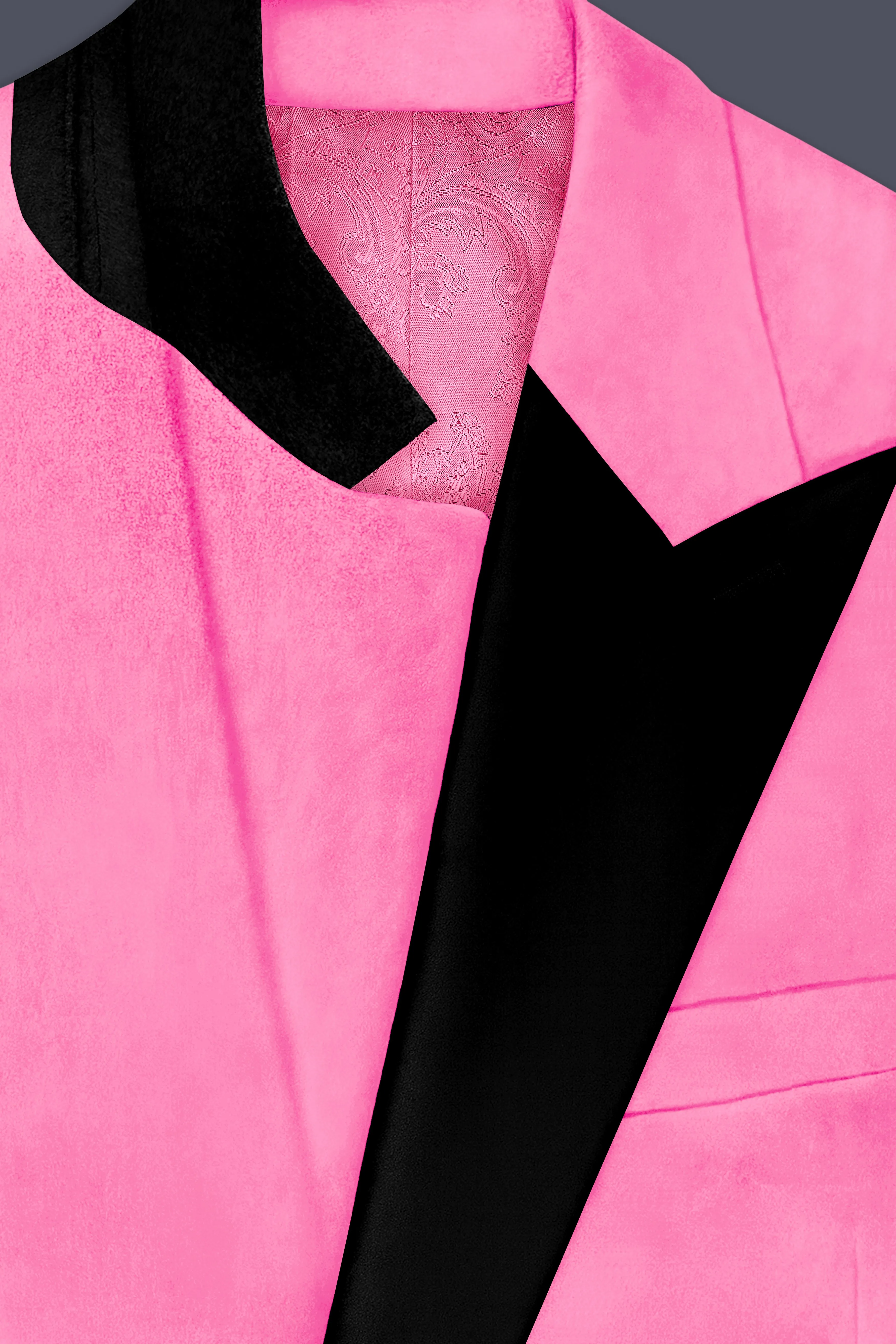 Regalis-Carnation Pink Velvet Peak Lapel Tuxedo Blazer sold by French Crown product image thumbnail 5