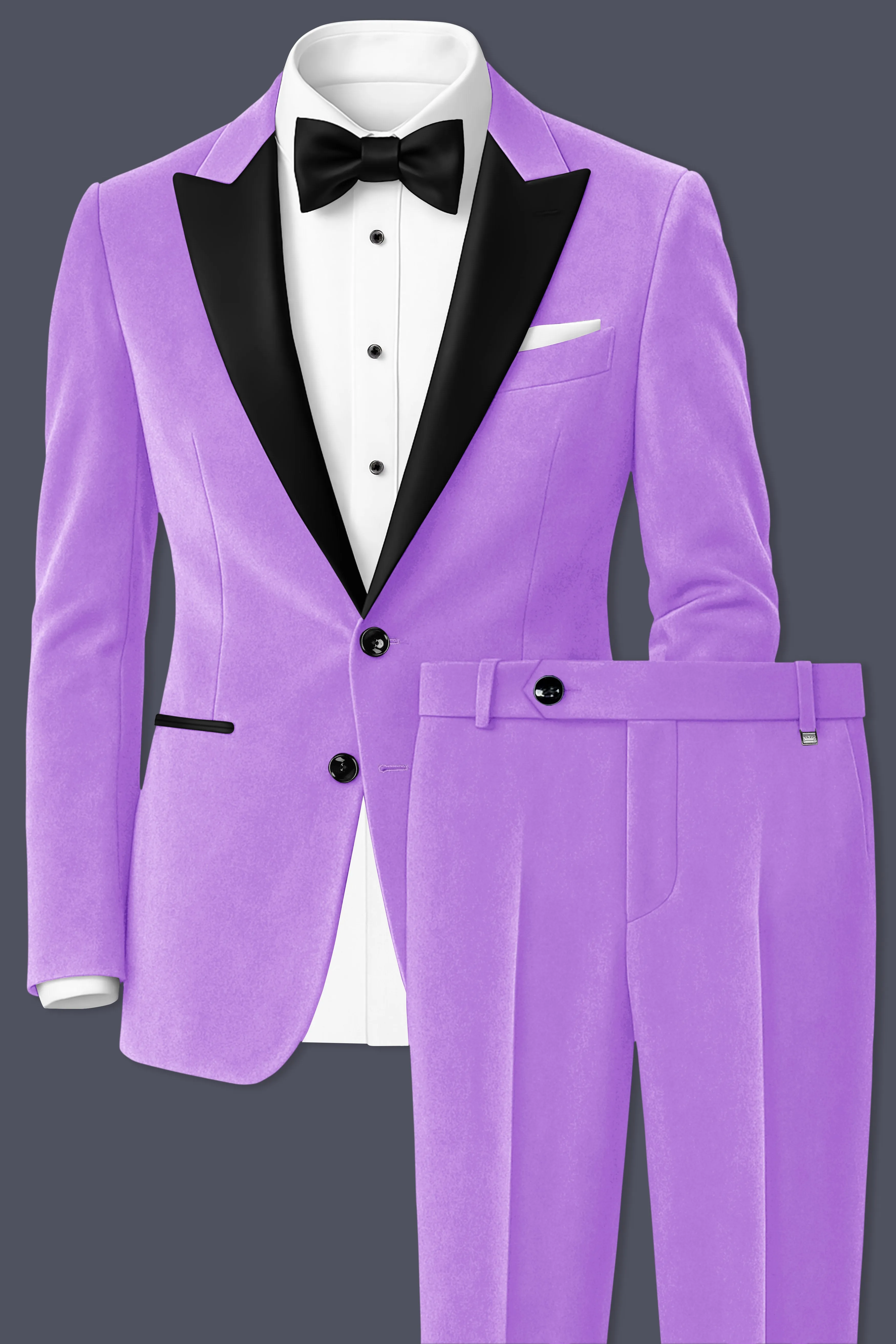 Orchid-Wisteria Purple Velvet Peak Lapel Tuxedo Suit sold by French Crown product image thumbnail 2