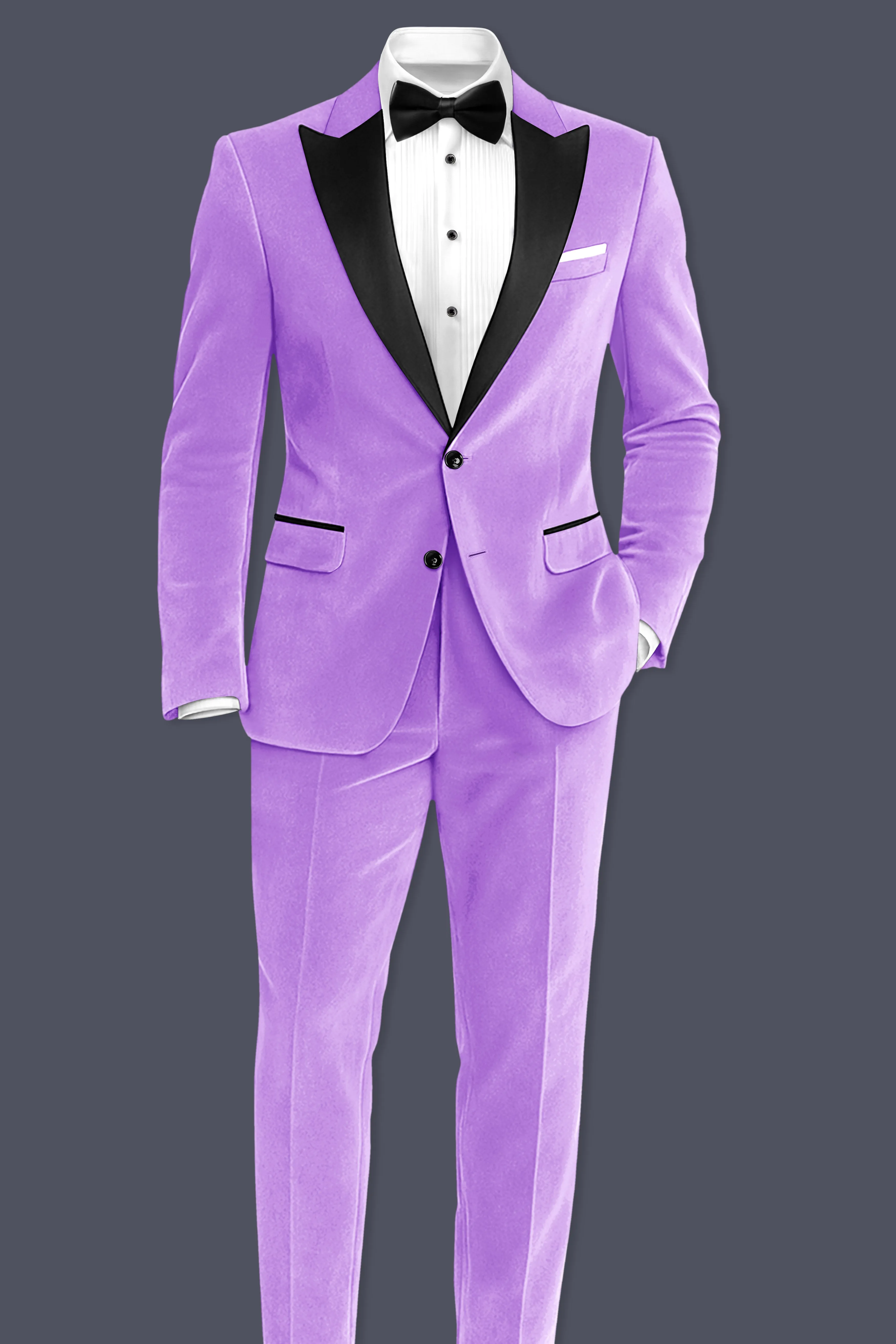 Orchid-Wisteria Purple Velvet Peak Lapel Tuxedo Suit sold by French Crown product image thumbnail 4