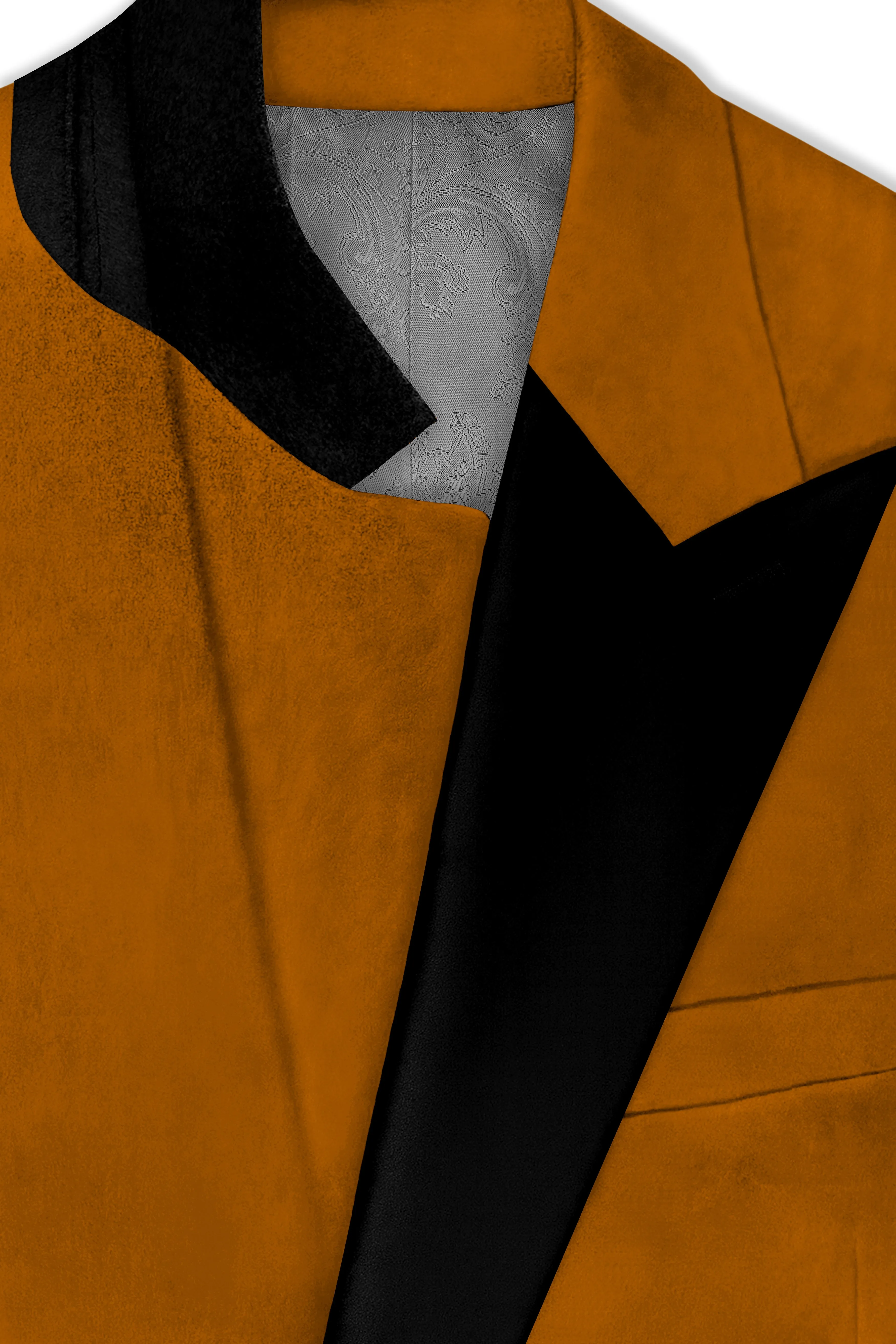 Volcan-Fiery Orange Velvet Peak Lapel Tuxedo Suit sold by French Crown product image thumbnail 5