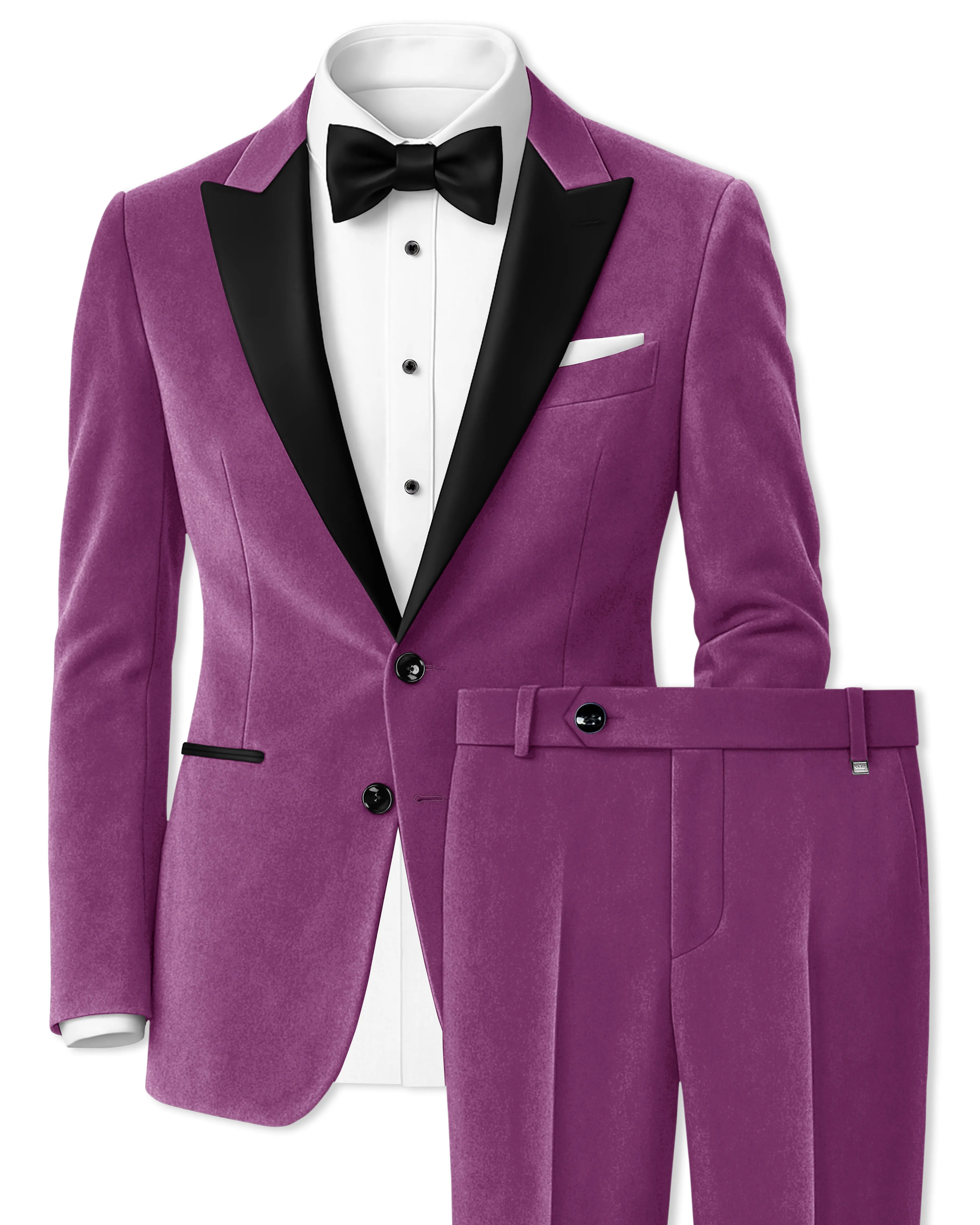 Imperial-Cannon Purple Velvet Peak Lapel Tuxedo Suit sold by French Crown