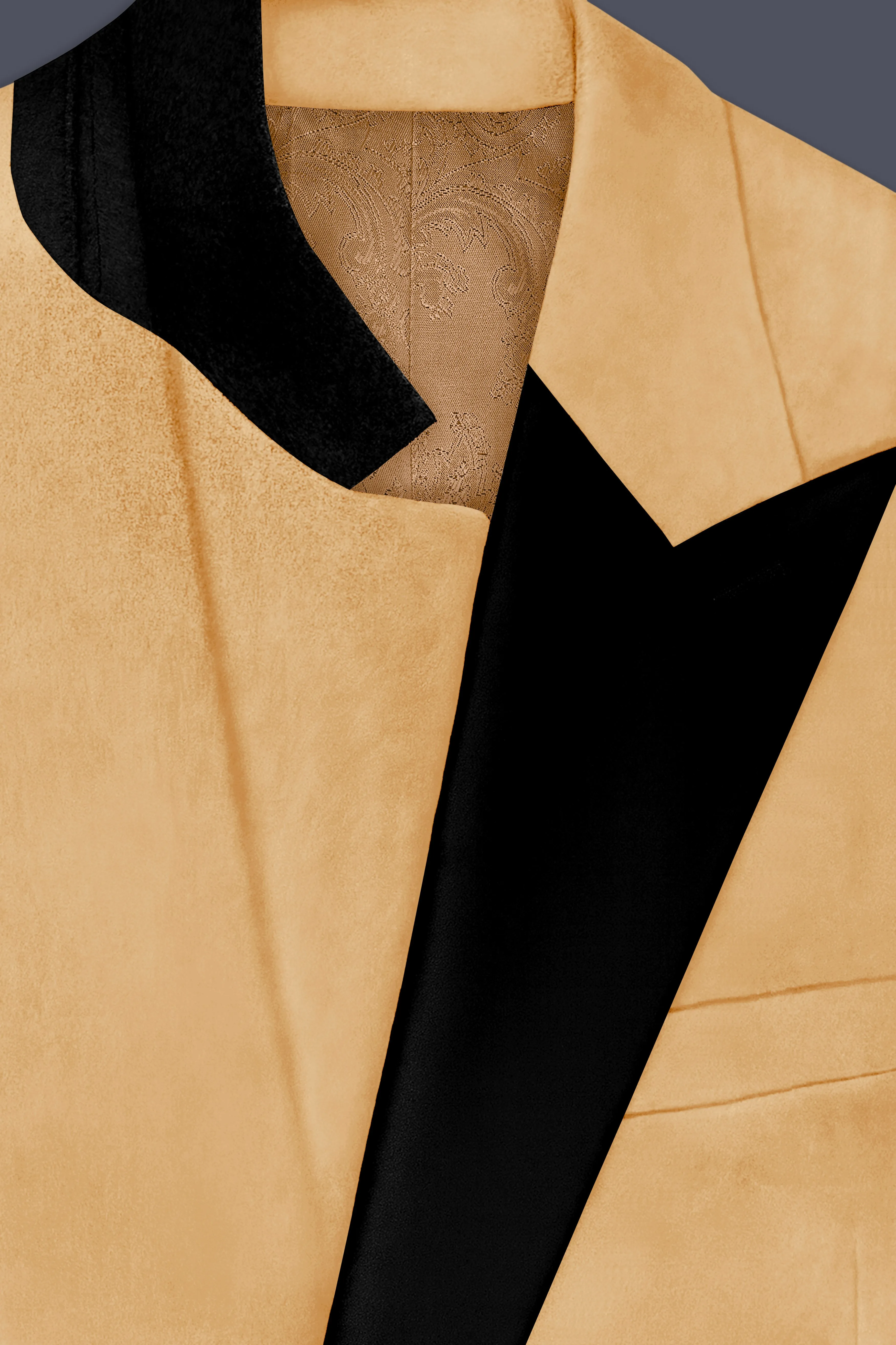 Crema-Tumbleweed Cream Velvet Peak Lapel Tuxedo Suit sold by French Crown product image thumbnail 5