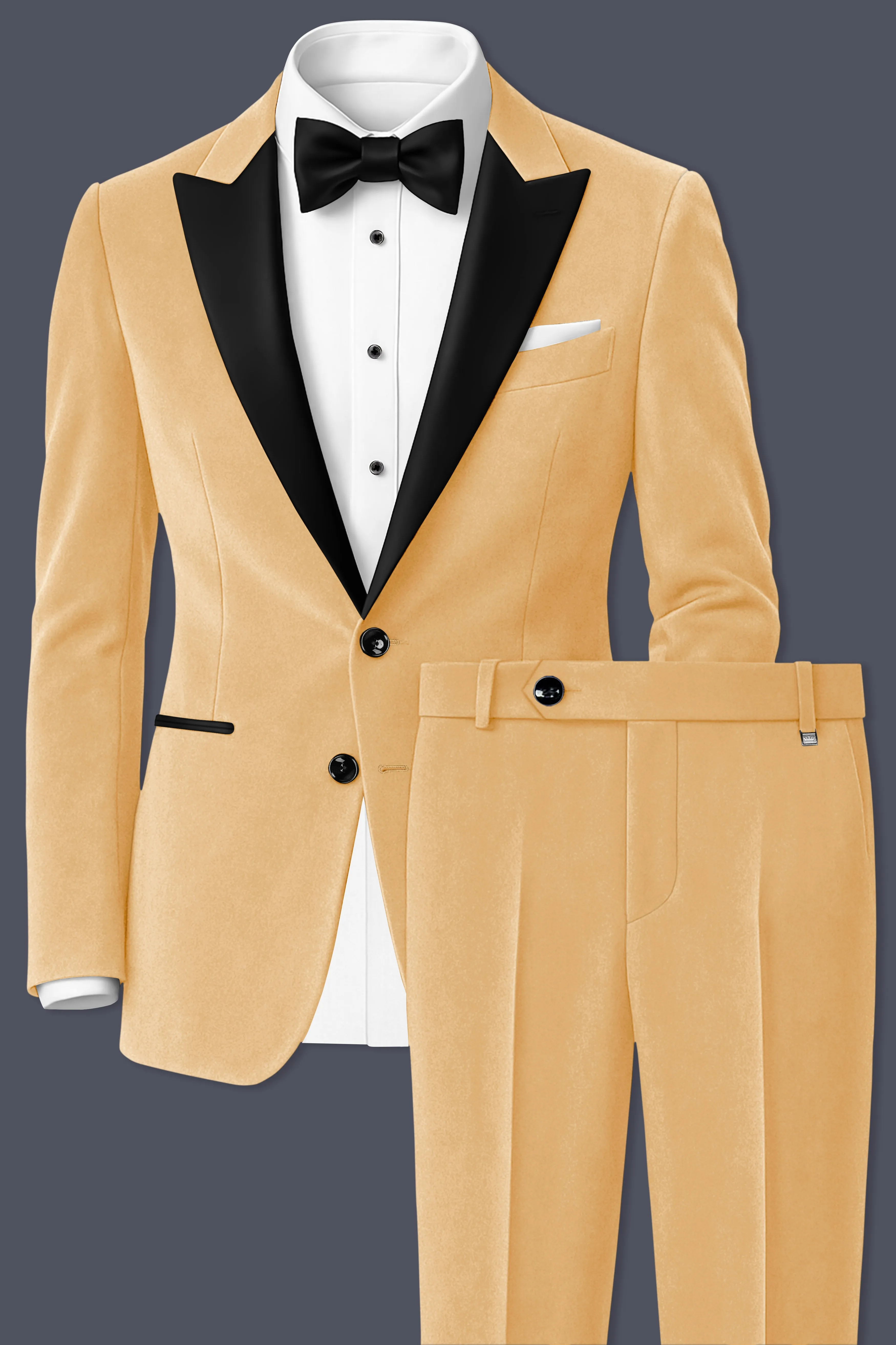 Crema-Tumbleweed Cream Velvet Peak Lapel Tuxedo Suit sold by French Crown product image thumbnail 2