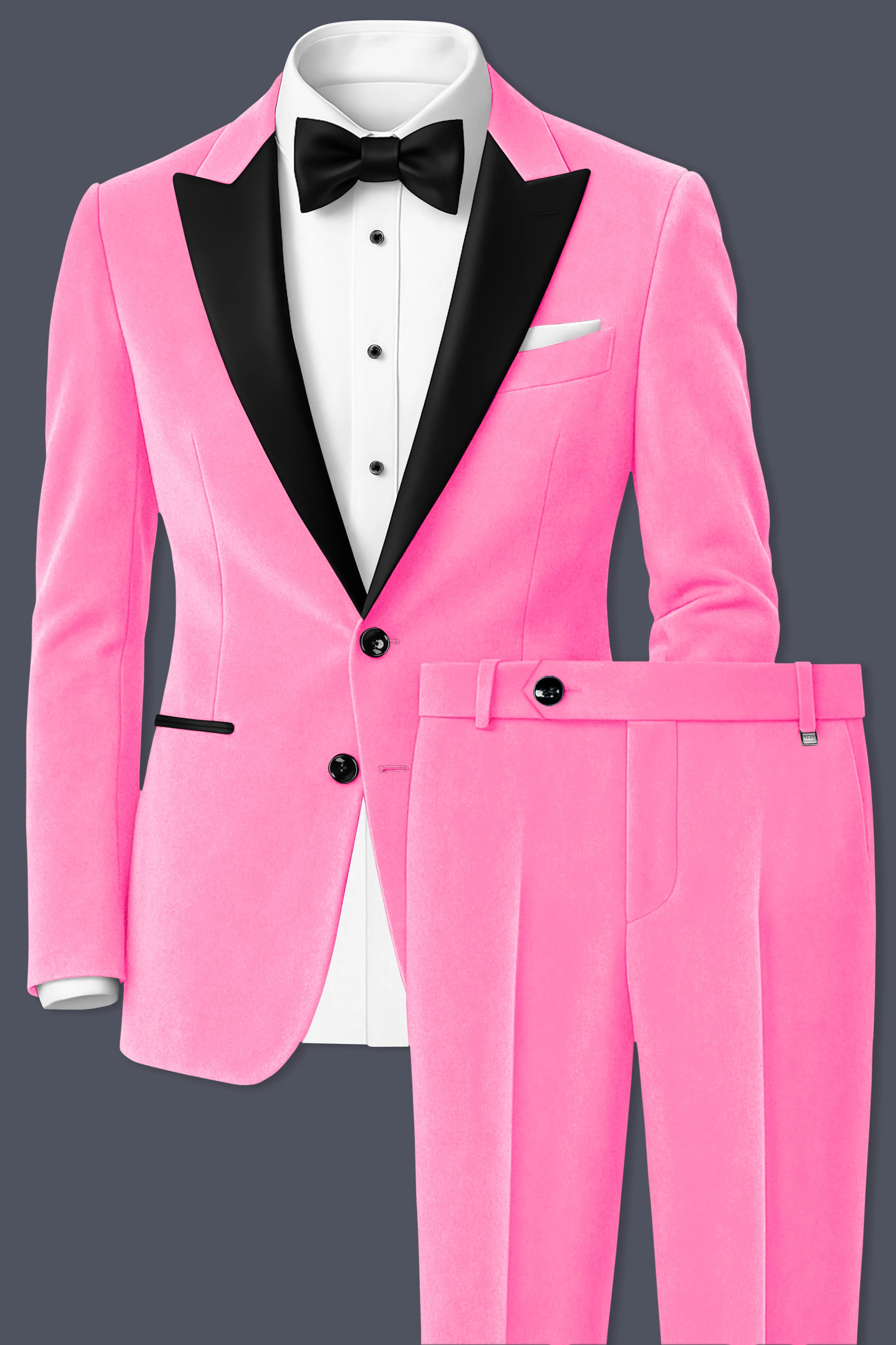 Regalis-Carnation Pink Velvet Peak Lapel Tuxedo Suit sold by French Crown product image thumbnail 2