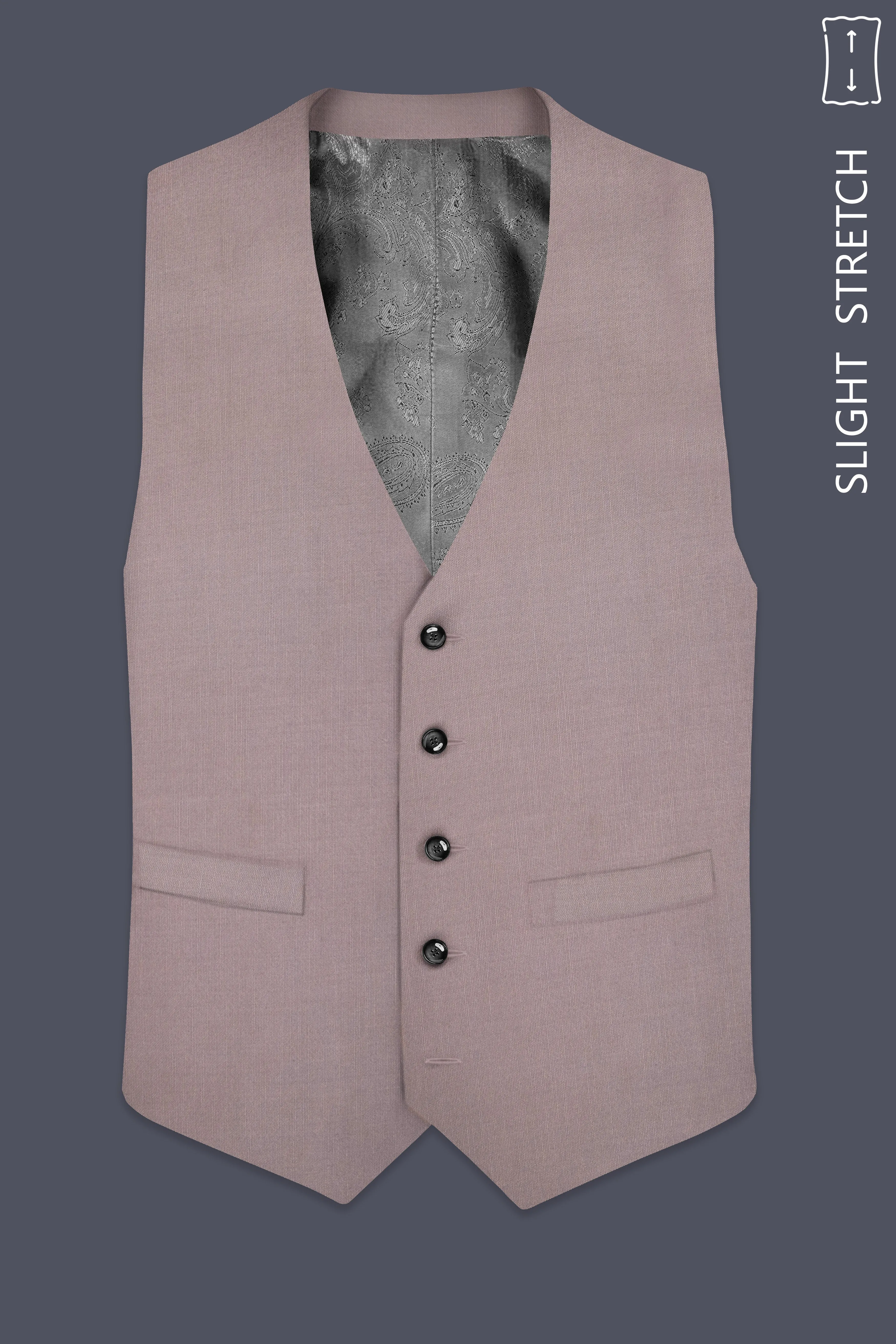 Amour-Dusty Brown Solid Wool Rich Slight Stretch Waistcoat sold by French Crown product image thumbnail 2