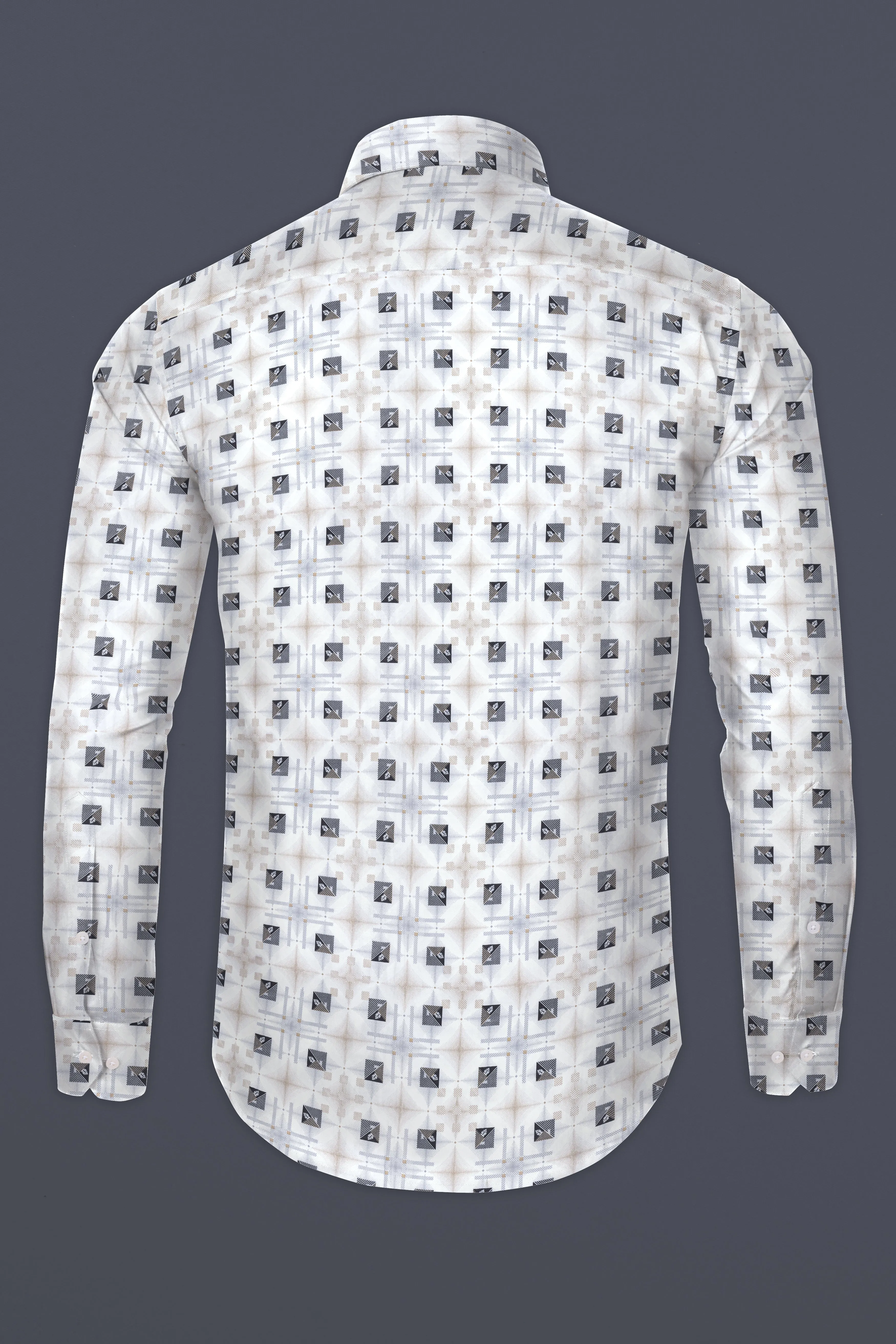 Bright White with Zorba Cream Printed Super Soft Cotton Shirt sold by French Crown product image thumbnail 5