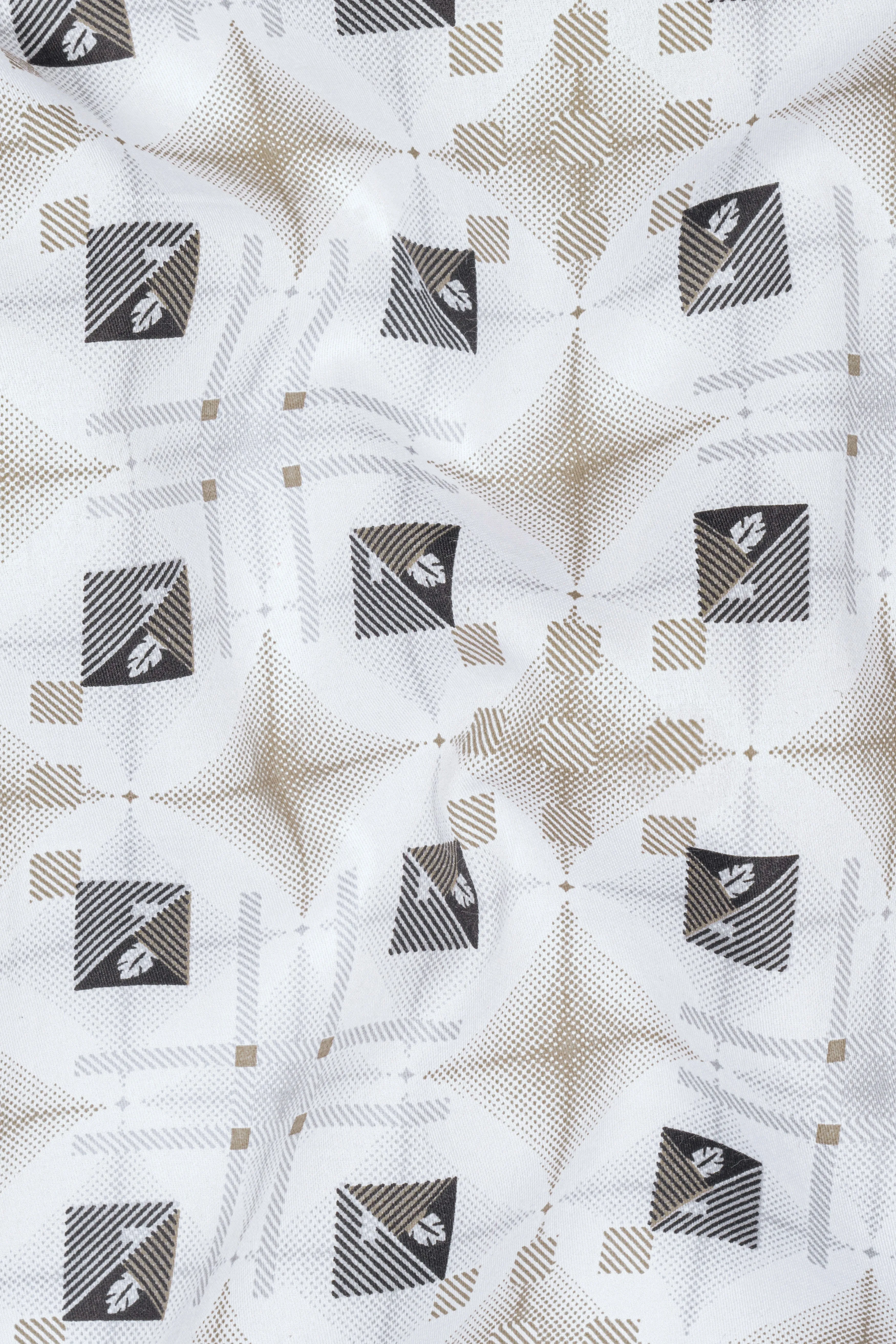 Bright White with Zorba Cream Printed Super Soft Cotton Shirt sold by French Crown product image thumbnail 2