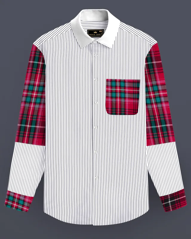 White and Debian Red Multicolored Premium Cotton Shirt sold by French Crown