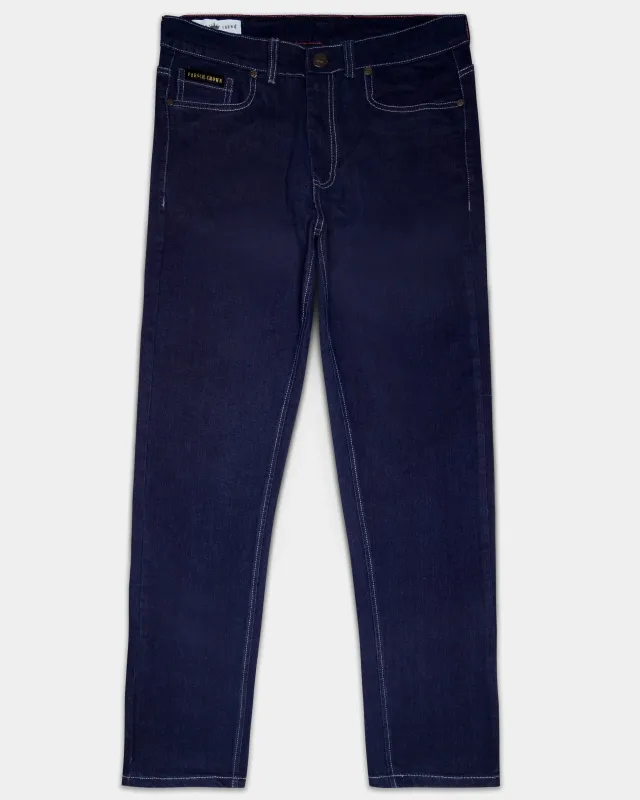 Firefly Blue Rinse Wash Clean Look Stretchable Denim made by French Crown