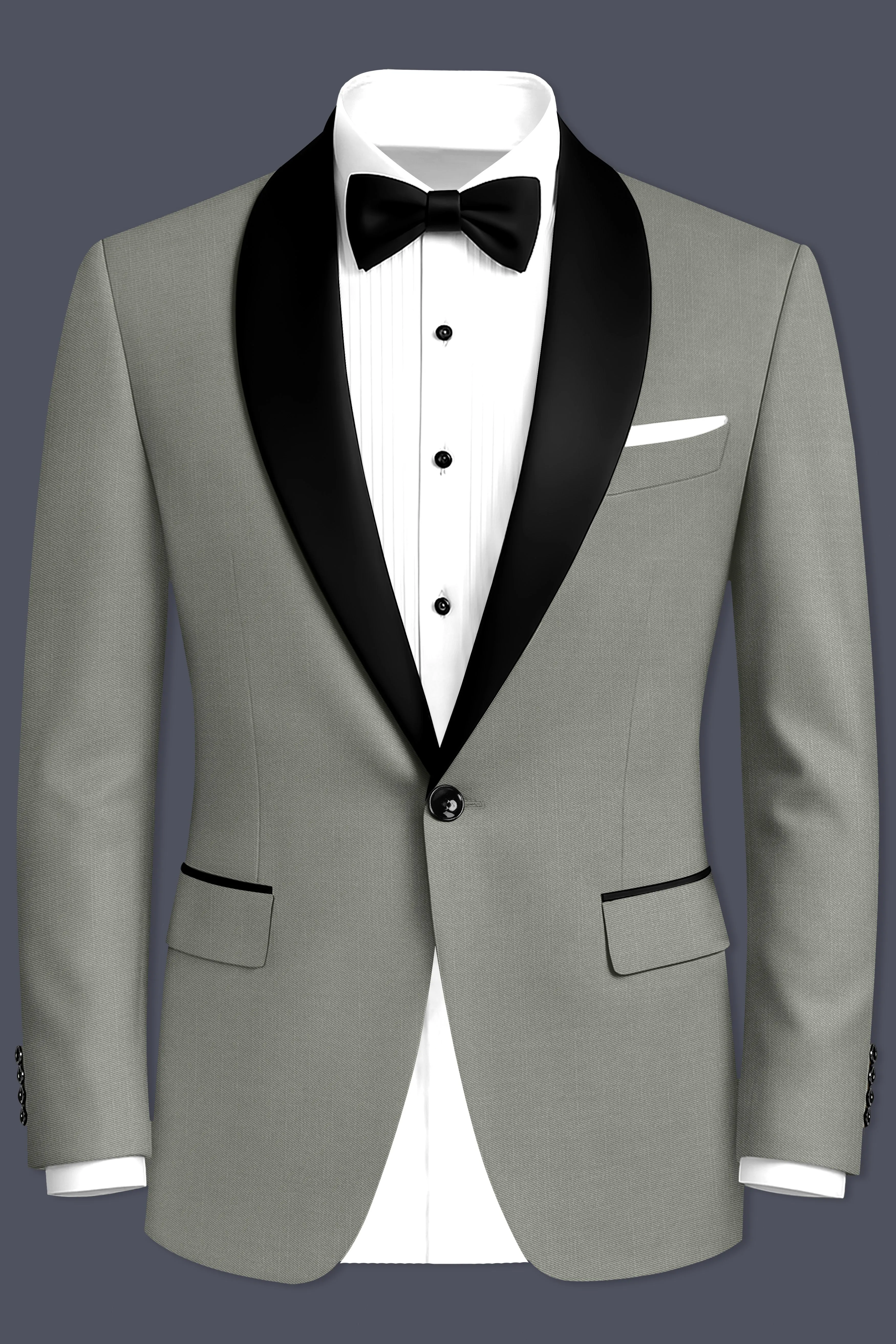 Verdure-Sage Green Wool Rich Tuxedo Slight Stretch Blazers sold by French Crown product image thumbnail 2
