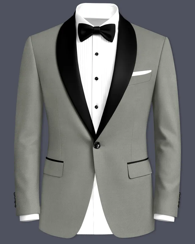 Verdure-Sage Green Wool Rich Tuxedo Slight Stretch Blazers made by French Crown