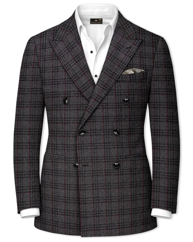 Velours-Ship Gray Plaid Tweed Double Breasted Blazers sold by French Crown
