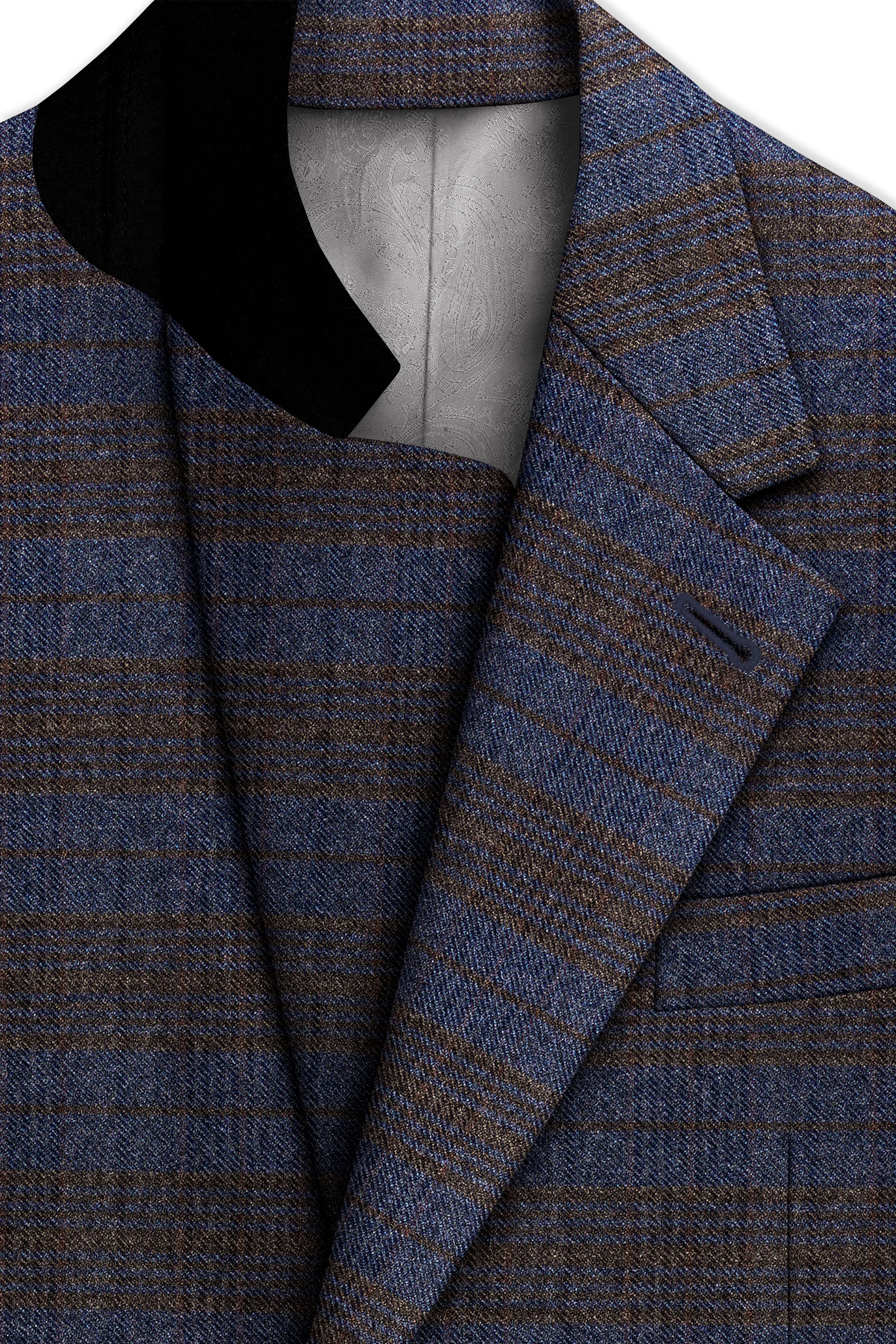 Velourish-Tealish Blue And Tuatara Gray Glen Plaid Tweed Single Breasted Sports Blazers sold by French Crown product image thumbnail 4