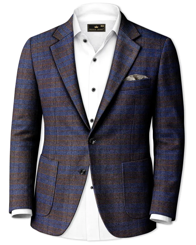 Velourish-Tealish Blue And Tuatara Gray Glen Plaid Tweed Single Breasted Sports Blazers sold by French Crown