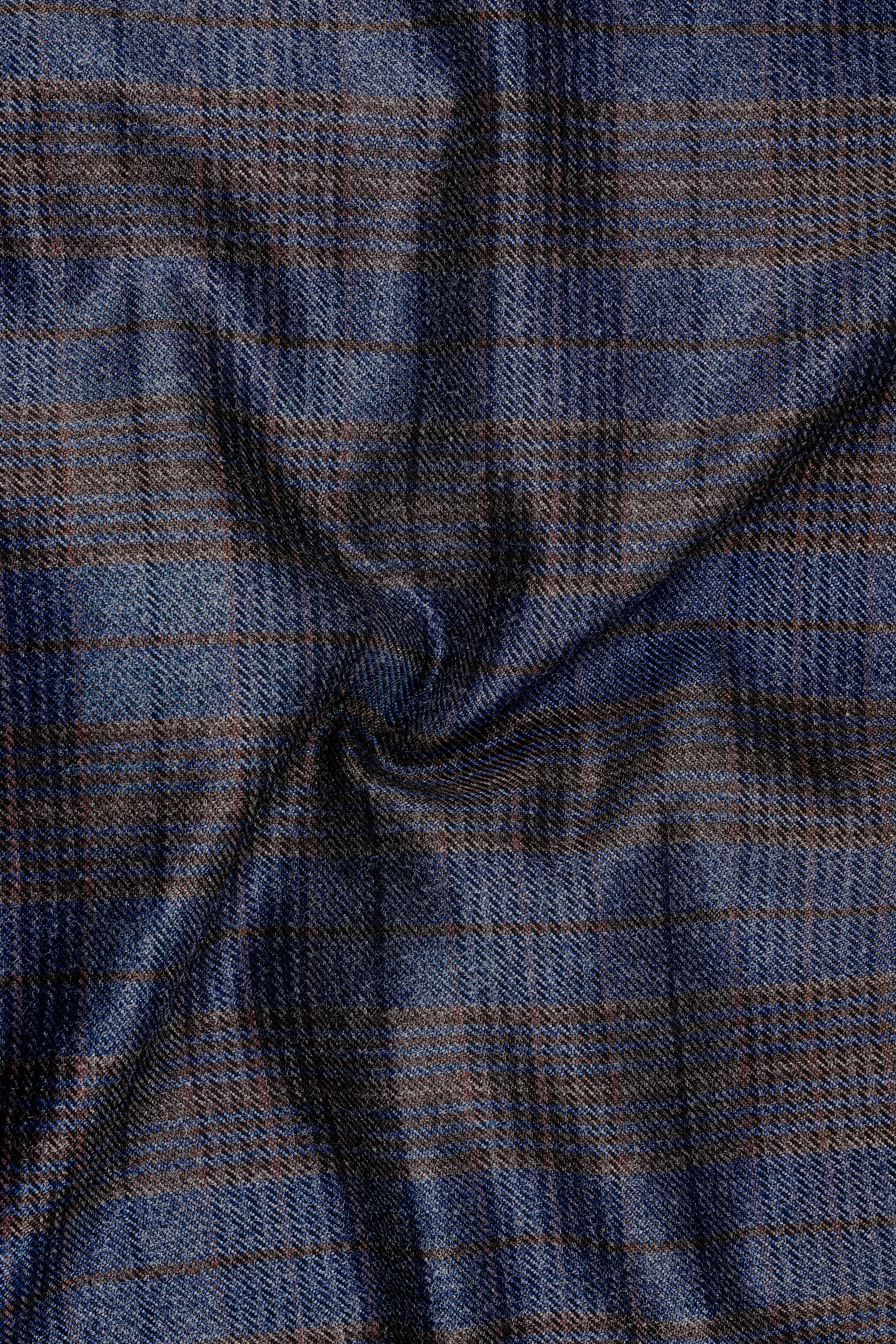 Velourish-Tealish Blue And Tuatara Gray Glen Plaid Tweed Double Breasted Blazers sold by French Crown product image thumbnail 3