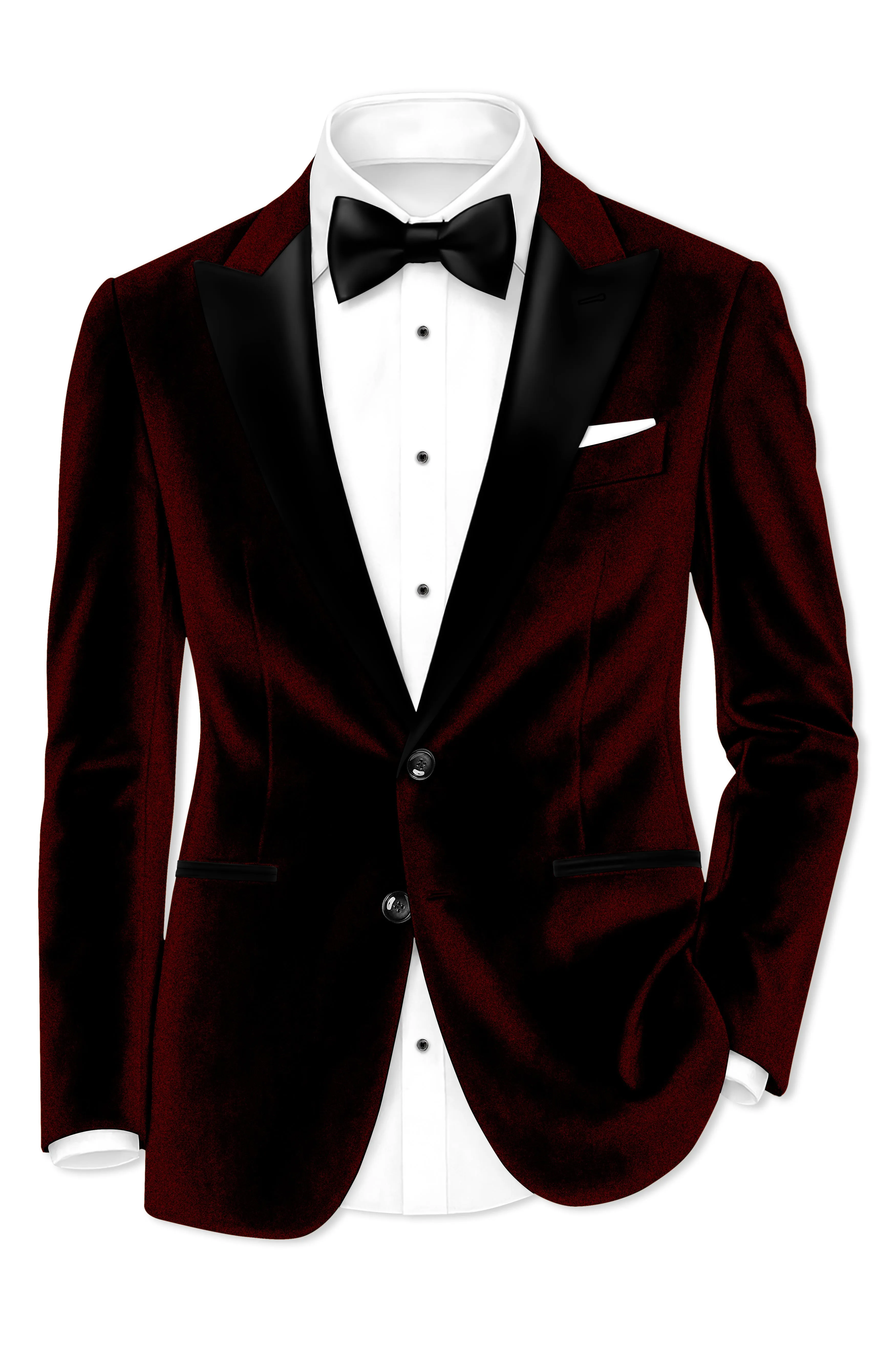 Crimson-Sepia Red Velvet Peak Lapel Tuxedo Blazer sold by French Crown product image thumbnail 2