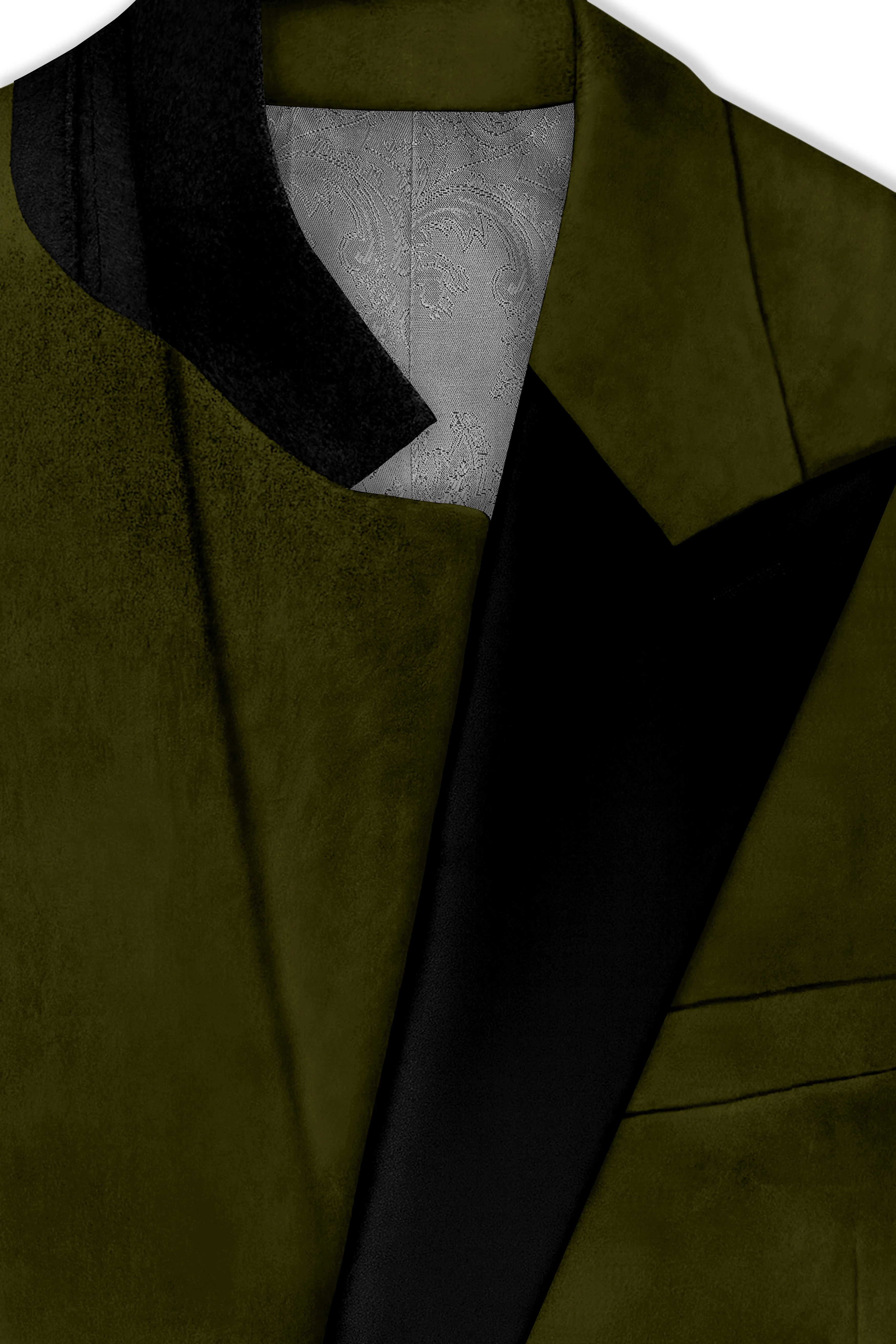 Hunter-Clinker Green Velvet Peak Lapel Tuxedo Blazer sold by French Crown product image thumbnail 5