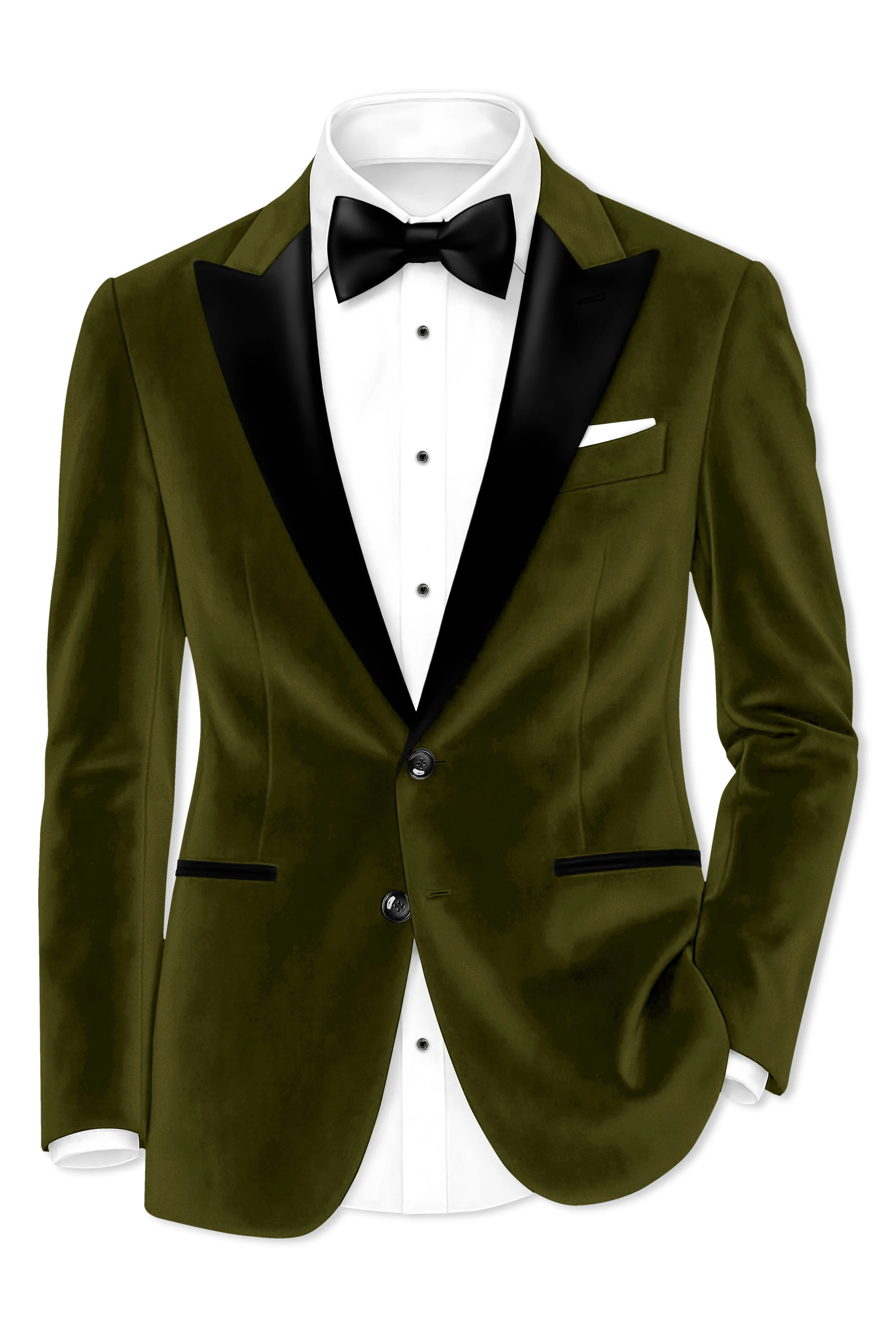 Hunter-Clinker Green Velvet Peak Lapel Tuxedo Blazer sold by French Crown product image thumbnail 2