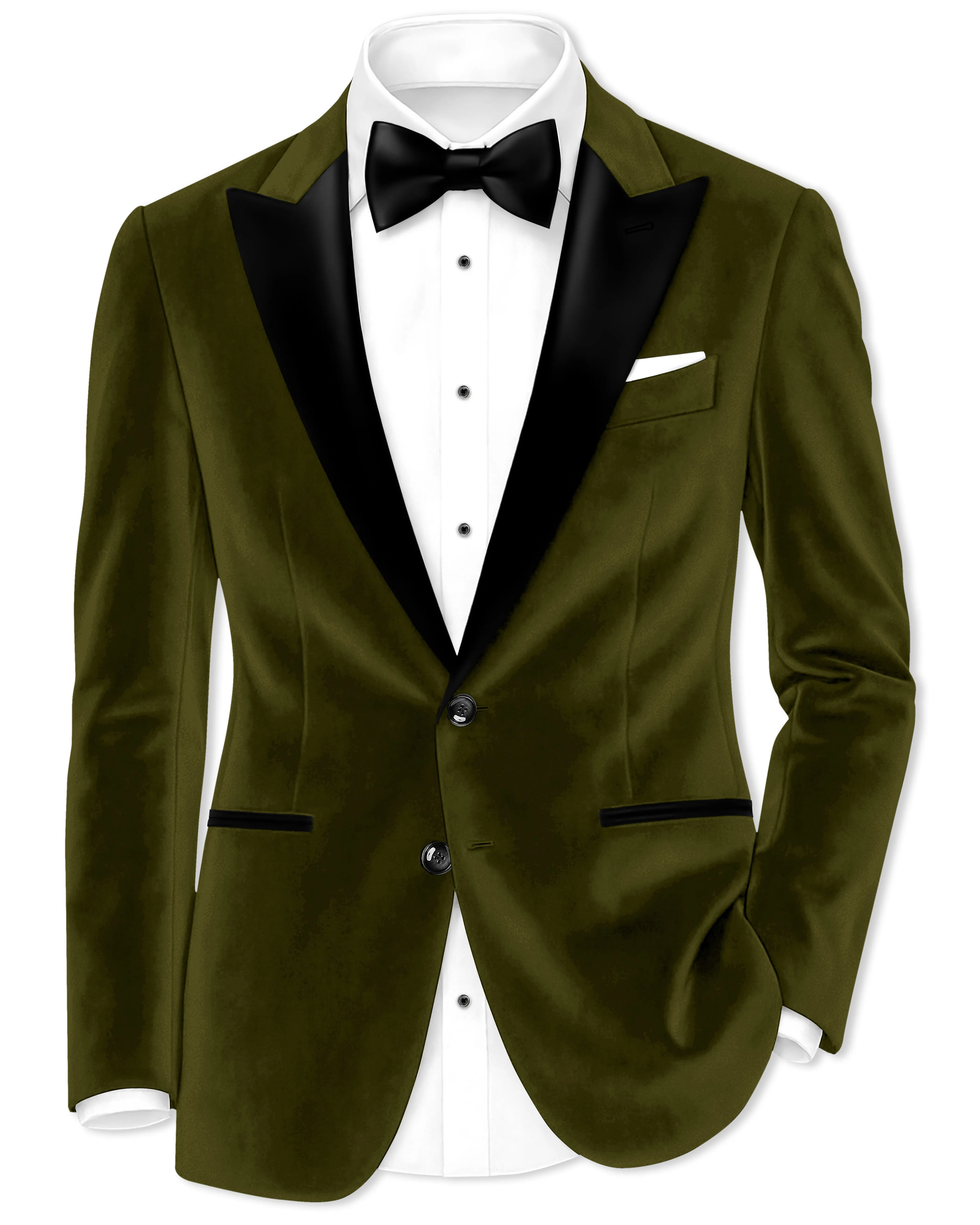 Hunter-Clinker Green Velvet Peak Lapel Tuxedo Blazer sold by French Crown