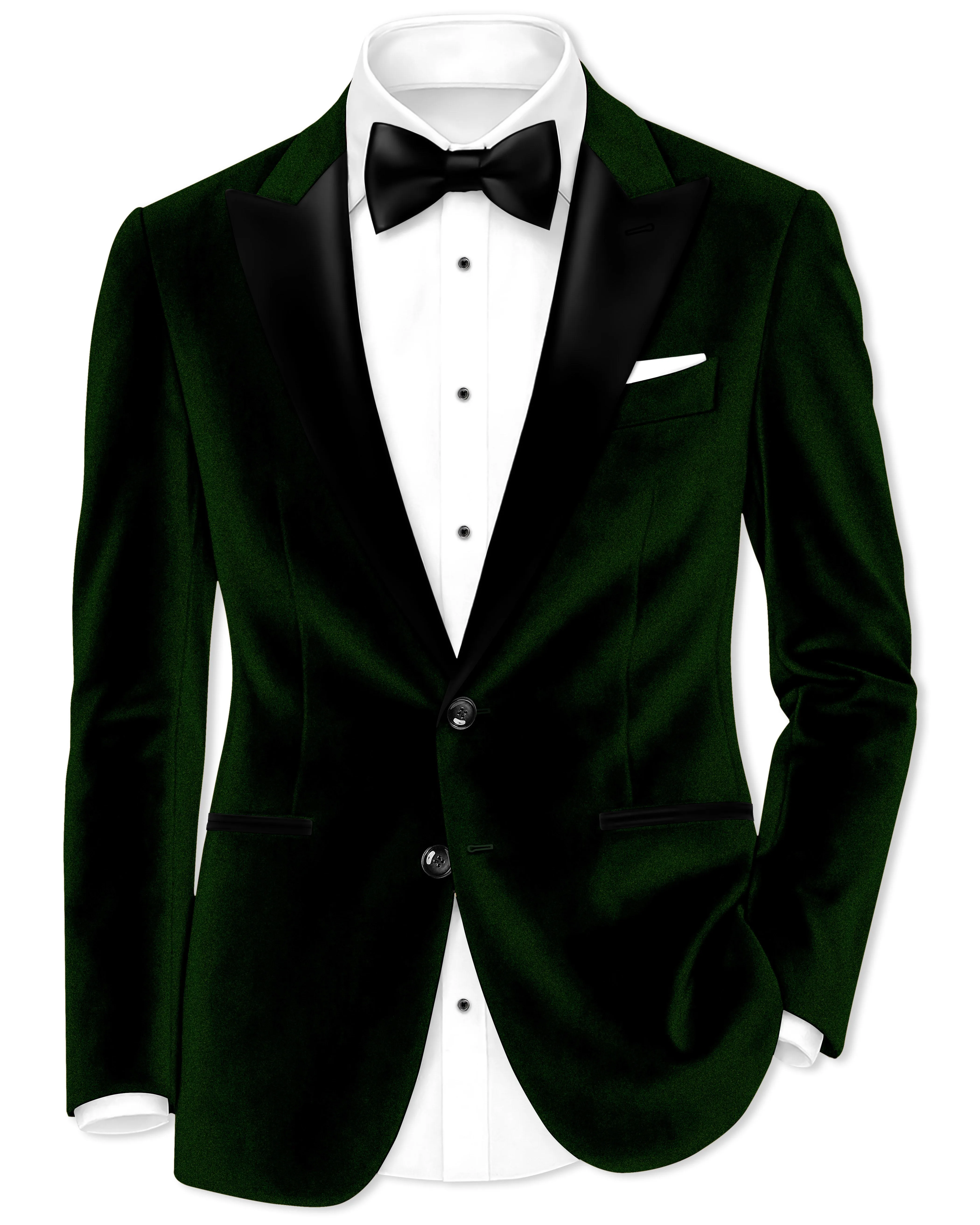 Emerald-Sacramento Green Velvet Peak Lapel Tuxedo Blazer sold by French Crown