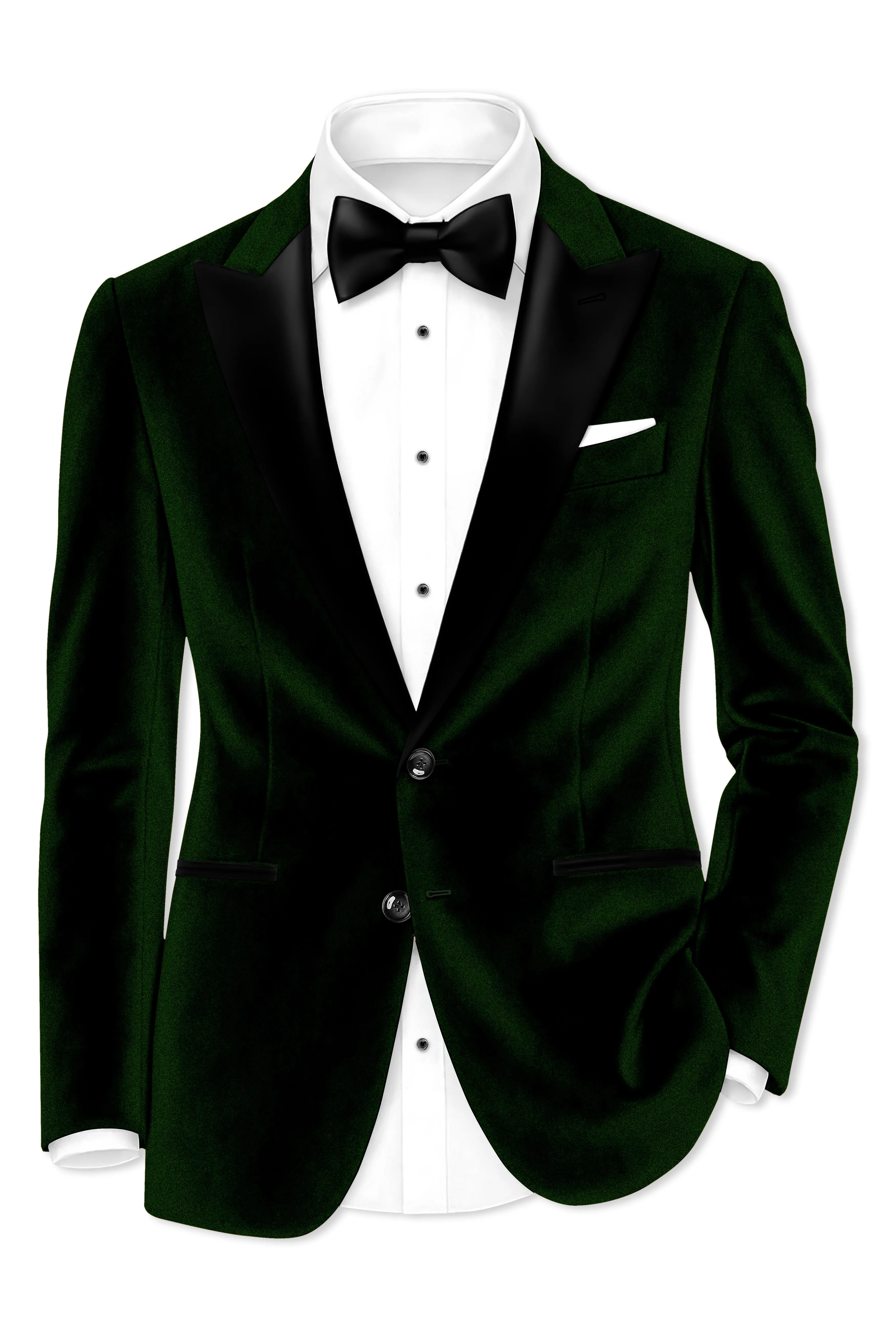 Emerald-Sacramento Green Velvet Peak Lapel Tuxedo Blazer sold by French Crown product image thumbnail 2