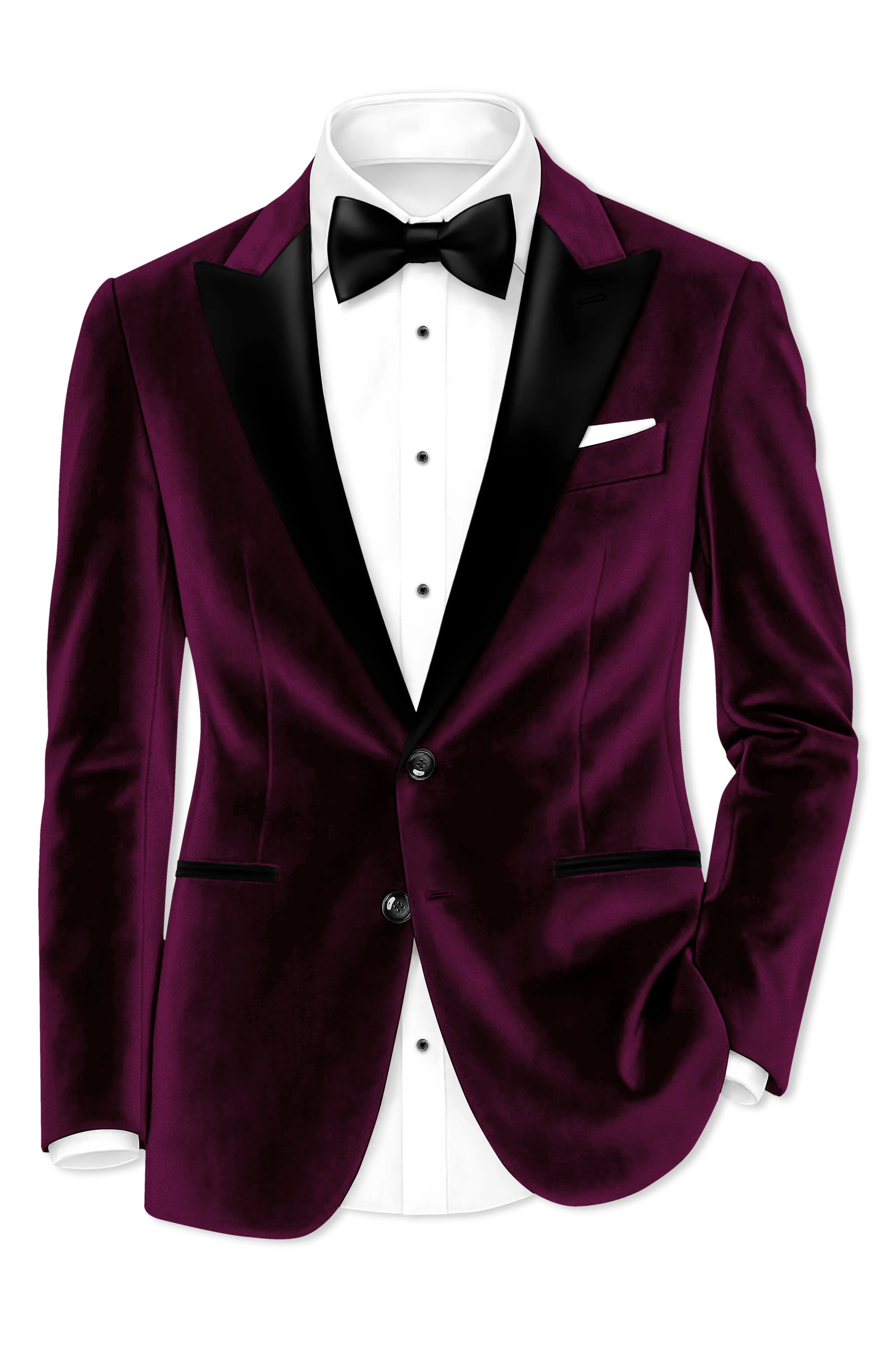 Corale-Tamarind Pink Velvet Peak Lapel Tuxedo Blazer sold by French Crown product image thumbnail 2