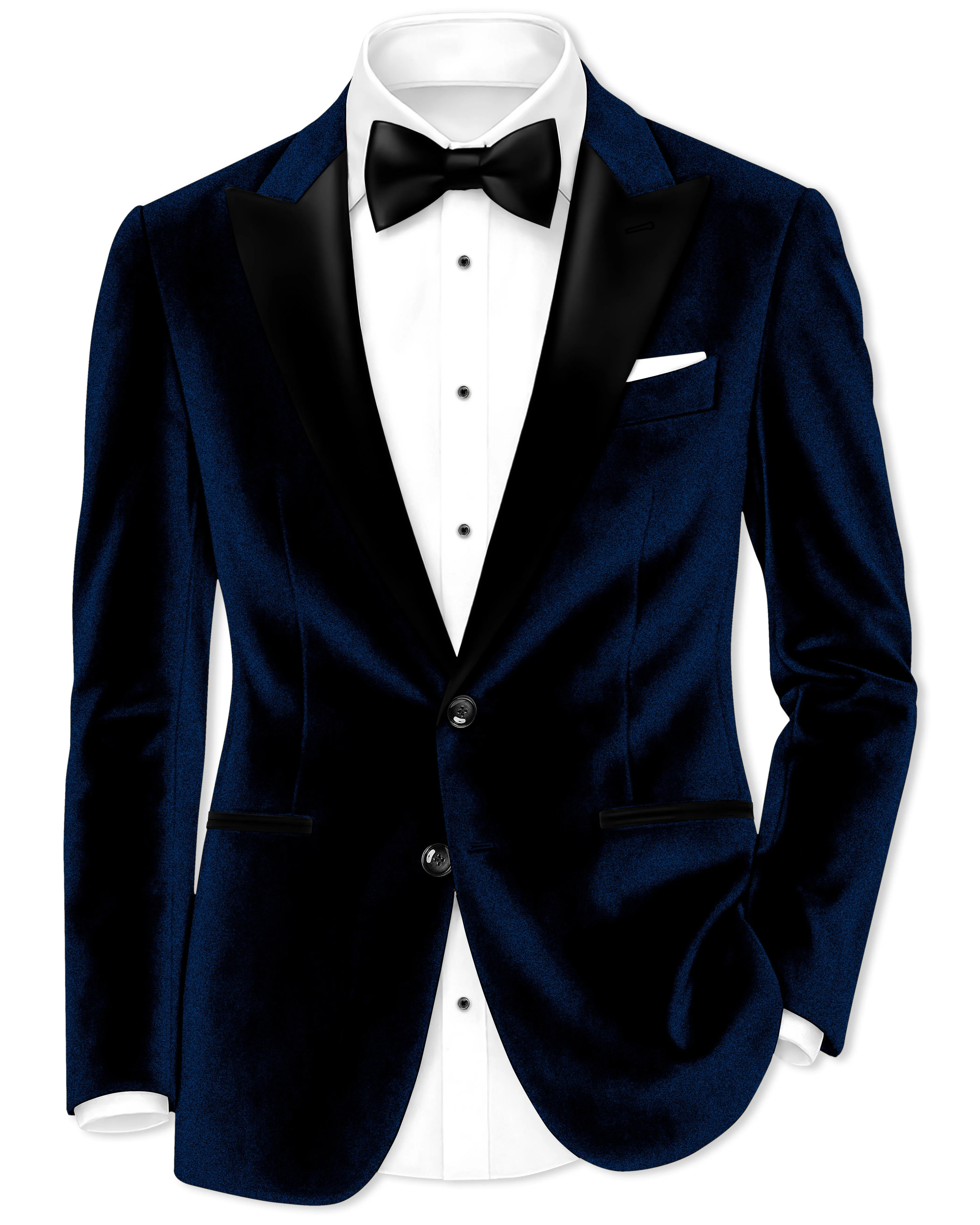 Ashen-Cinder Blue Velvet Peak Lapel Tuxedo Blazer sold by French Crown