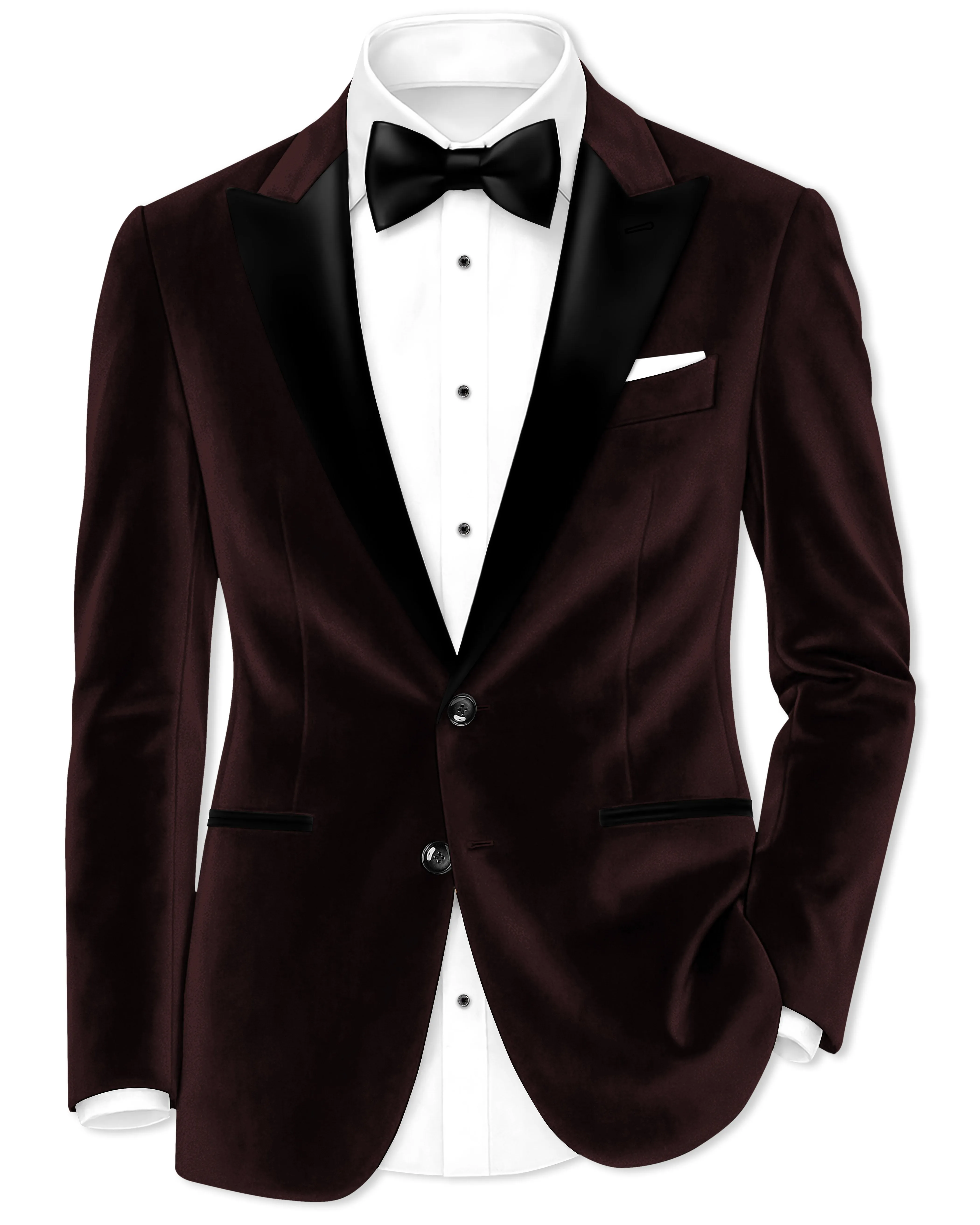 Imperial-Acadia Brown Velvet Peak Lapel Tuxedo Blazer sold by French Crown
