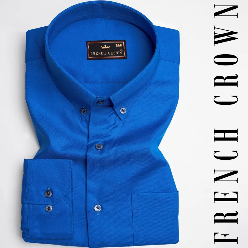 French Blue Twill Premium Cotton Button Down Shirt sold by French Crown