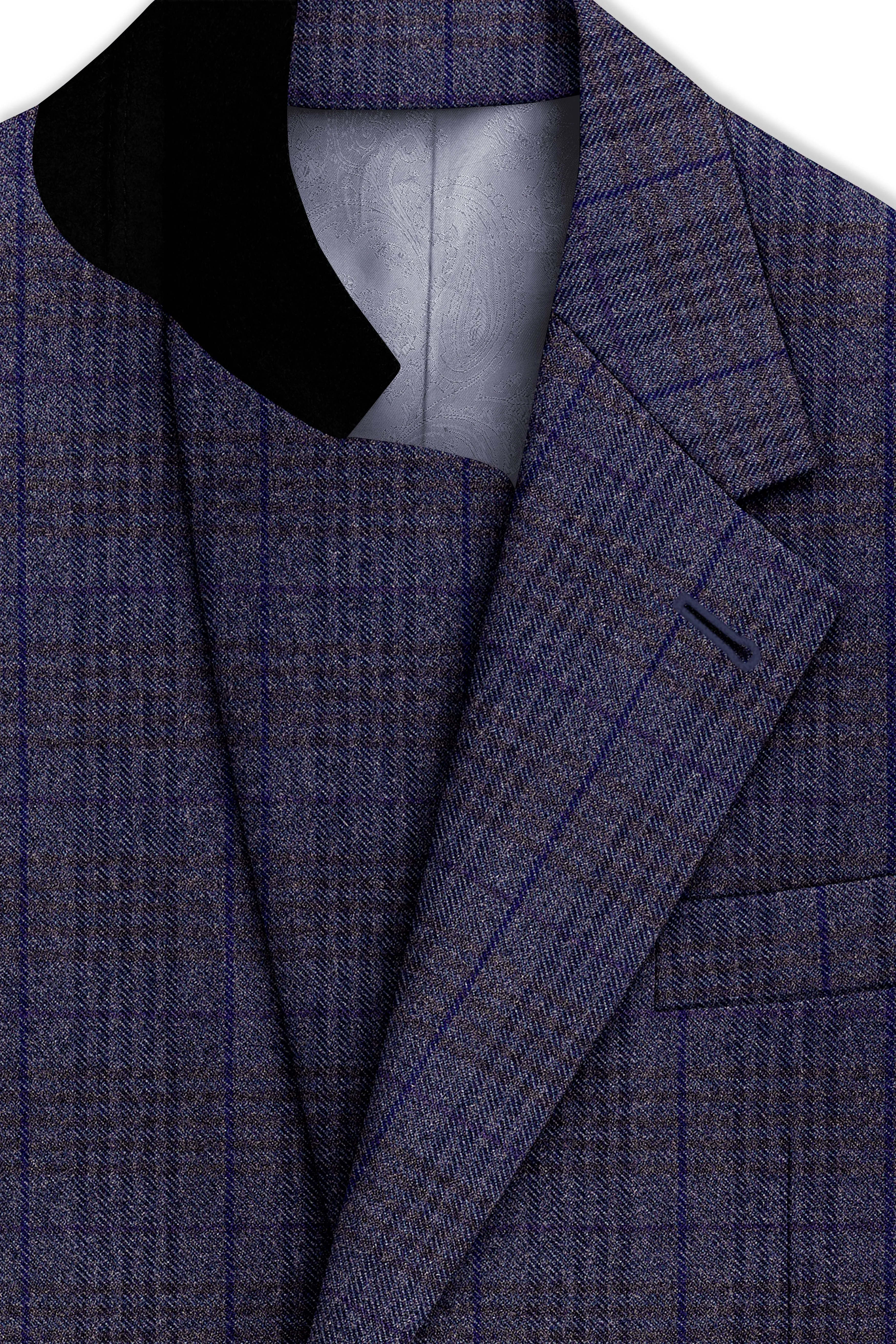 Horizon-Martinique Blue windowpane Tweed Single Breasted Overcoat With Pant sold by French Crown product image thumbnail 4