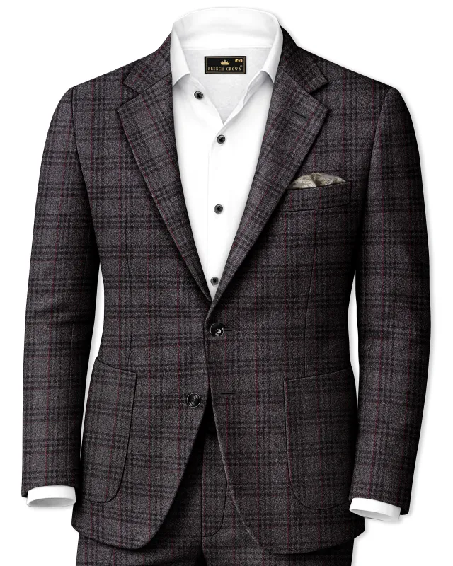 Velours-Ship Gray Plaid Tweed Single Breasted Sports Suits made by French Crown