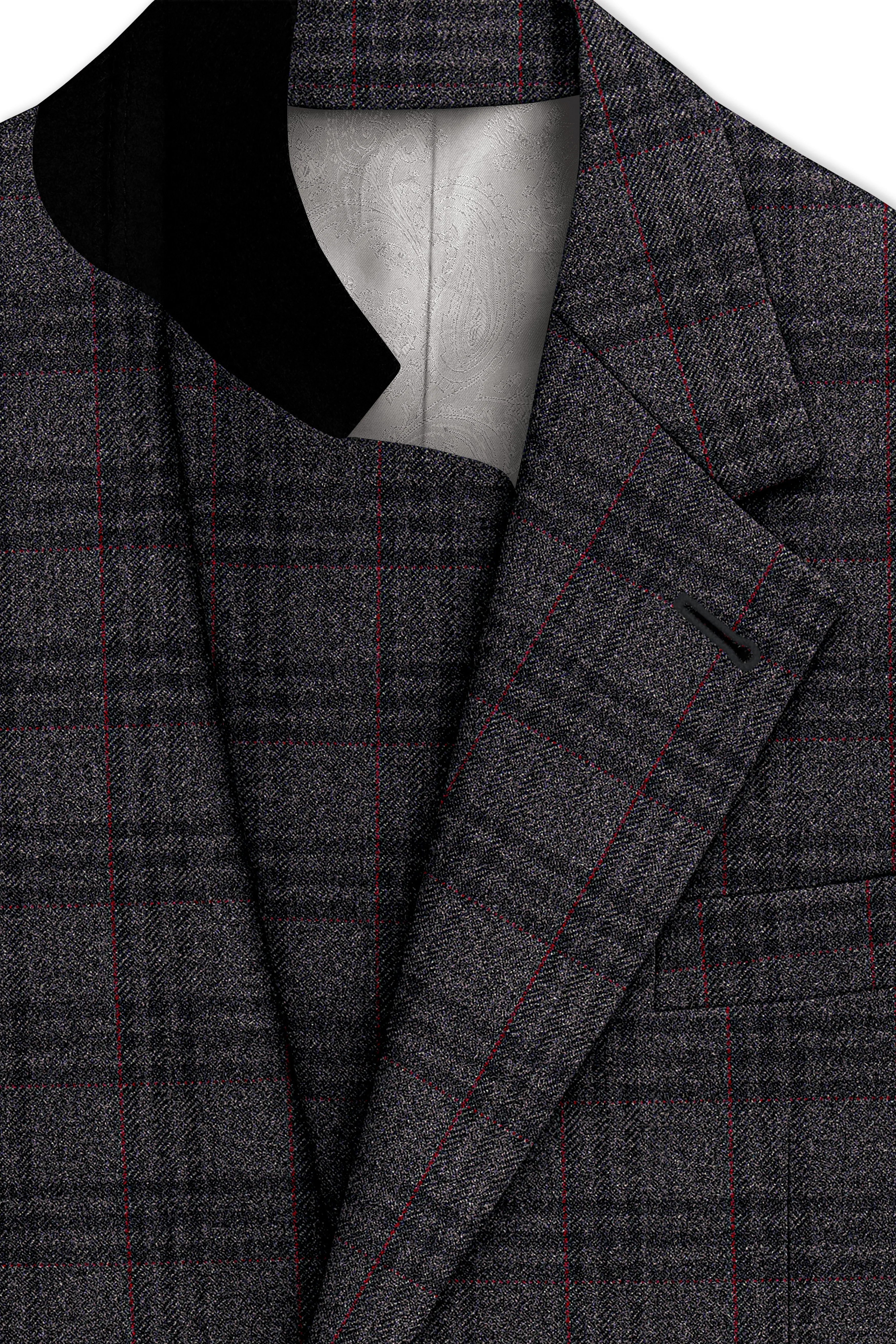 Velours-Ship Gray Plaid Tweed Single Breasted Sports Suits sold by French Crown product image thumbnail 5
