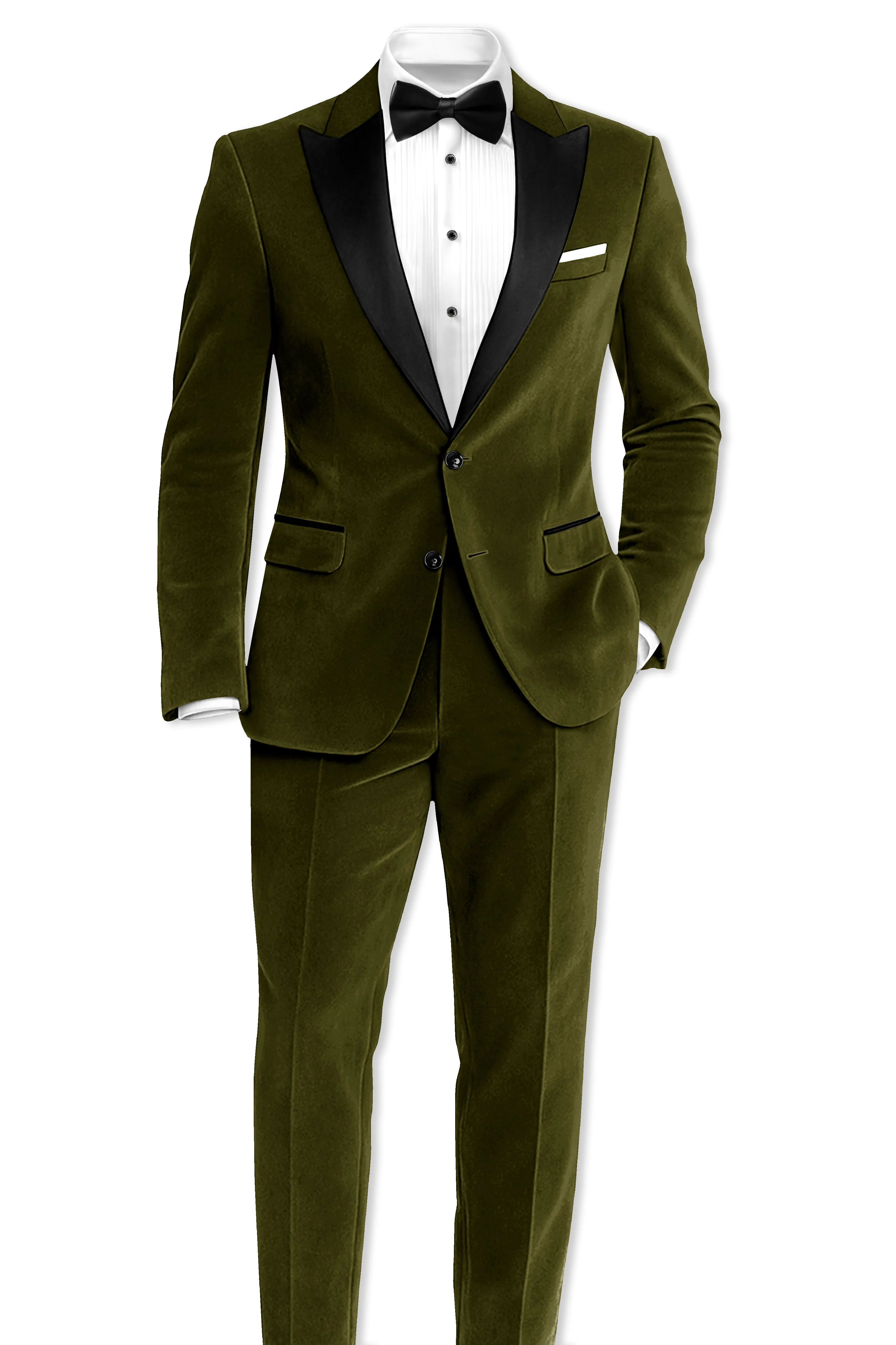 Hunter-Clinker Green Velvet Peak Lapel Tuxedo Suit sold by French Crown product image thumbnail 5