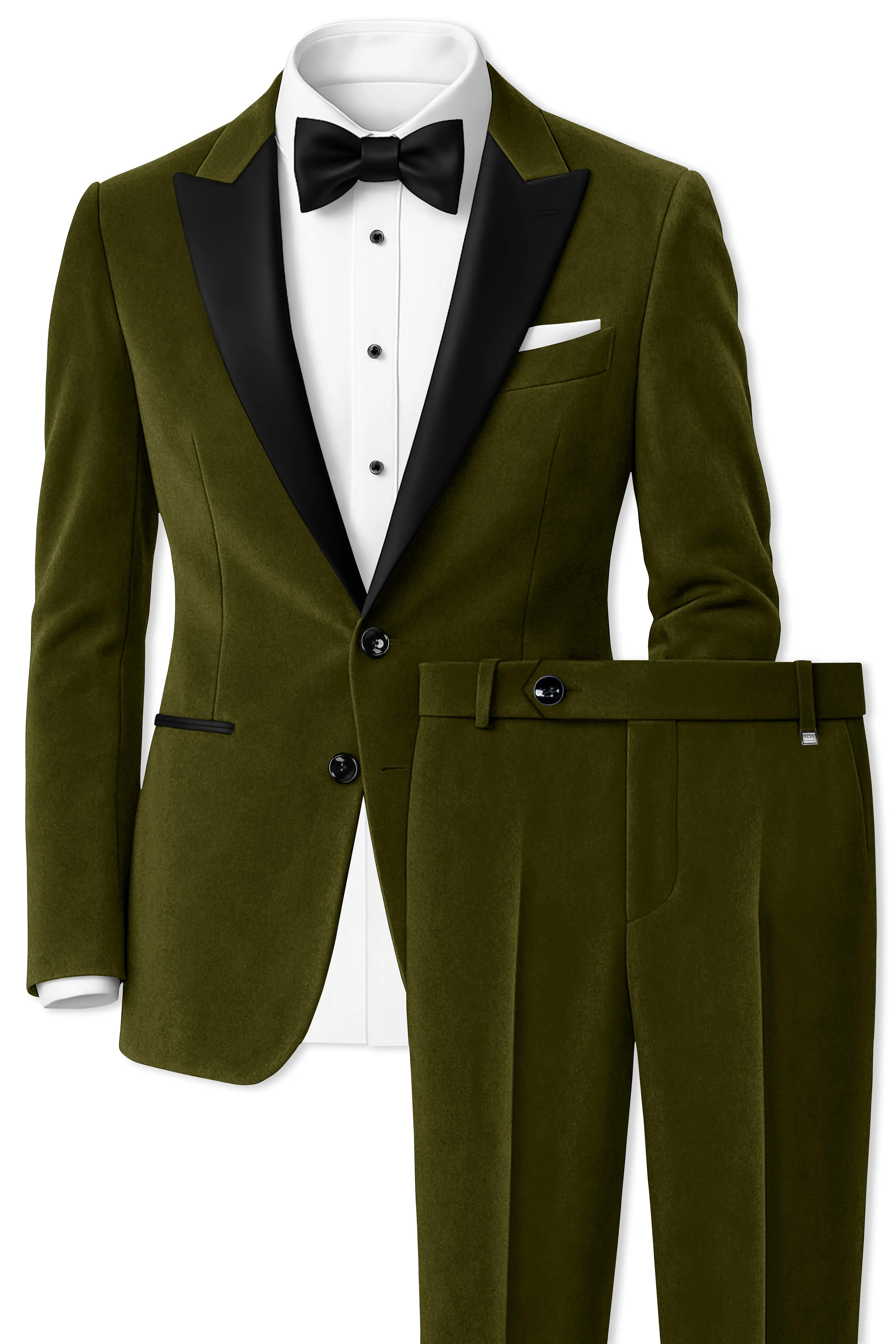 Hunter-Clinker Green Velvet Peak Lapel Tuxedo Suit sold by French Crown product image thumbnail 2