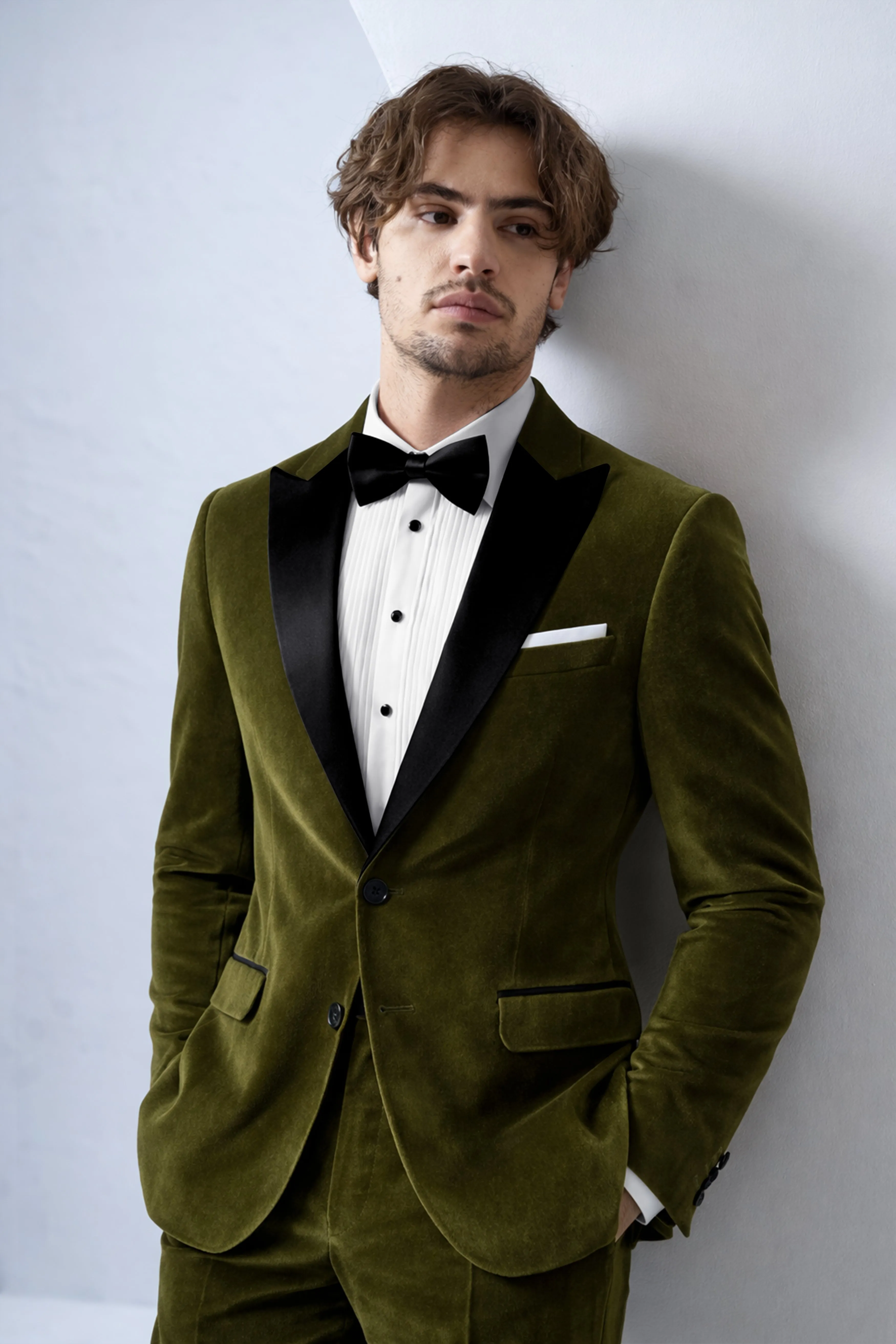 Hunter-Clinker Green Velvet Peak Lapel Tuxedo Suit sold by French Crown product image thumbnail 4