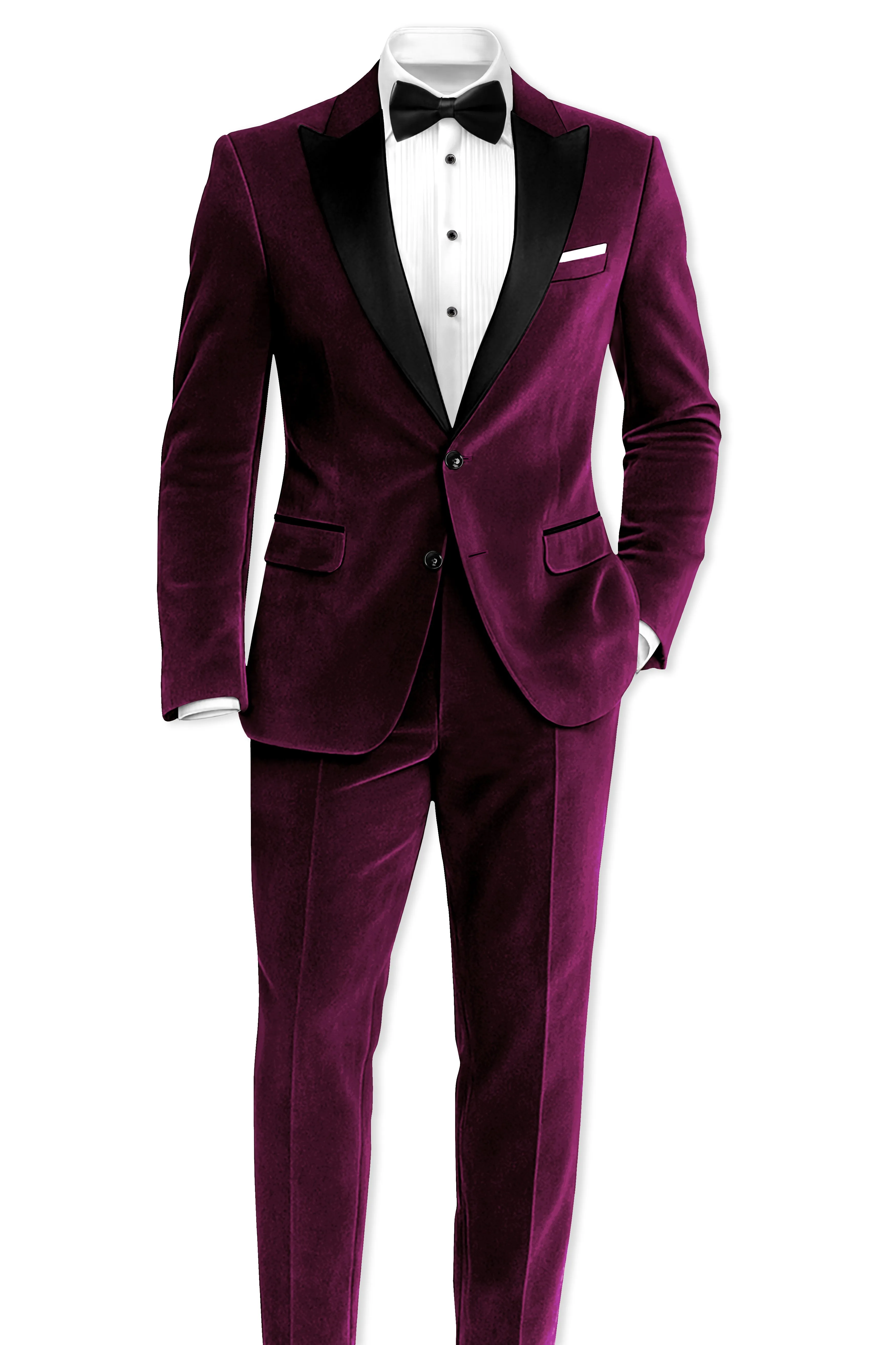Corale-Tamarind Pink Velvet Peak Lapel Tuxedo Suit sold by French Crown product image thumbnail 5