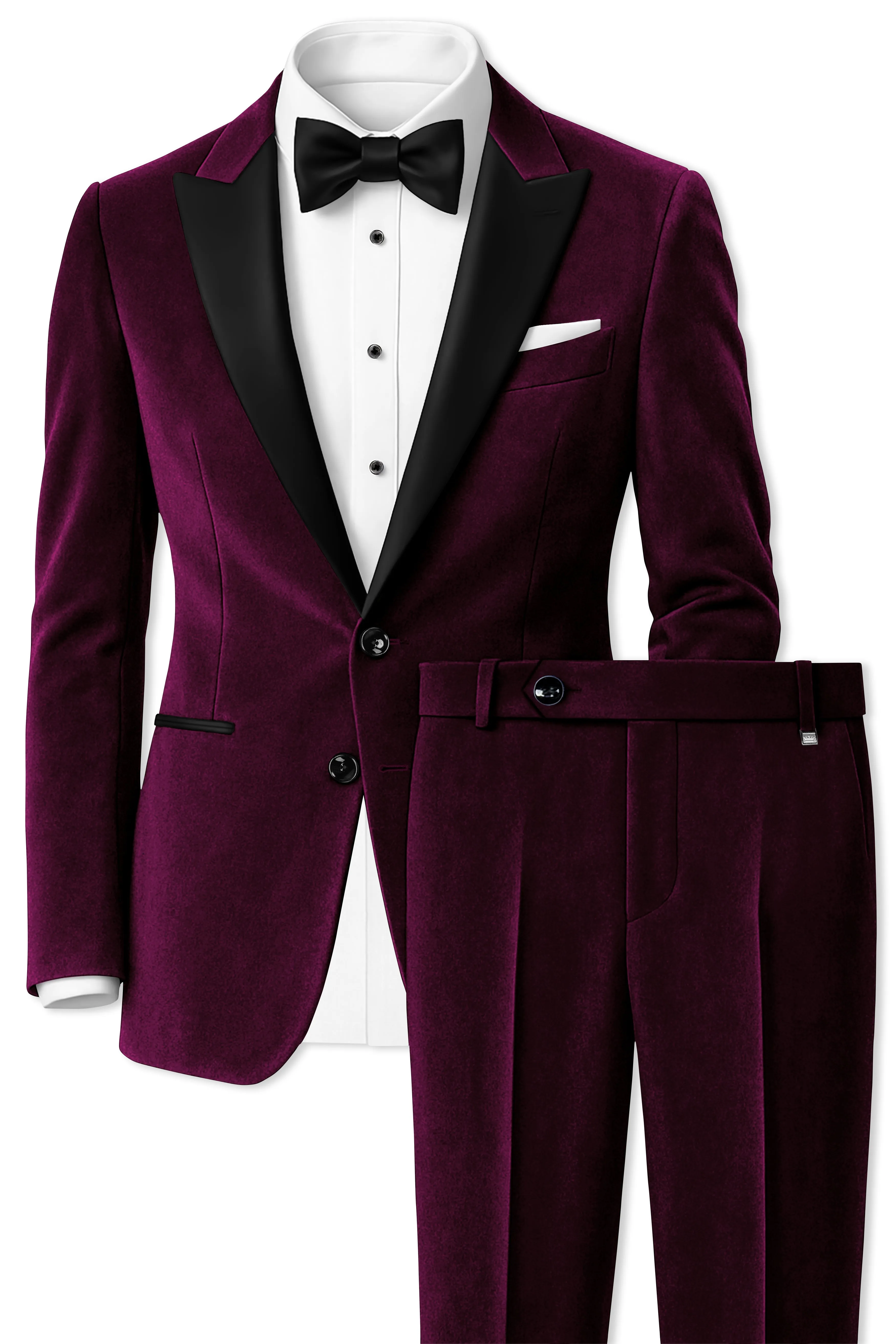 Corale-Tamarind Pink Velvet Peak Lapel Tuxedo Suit sold by French Crown product image thumbnail 2